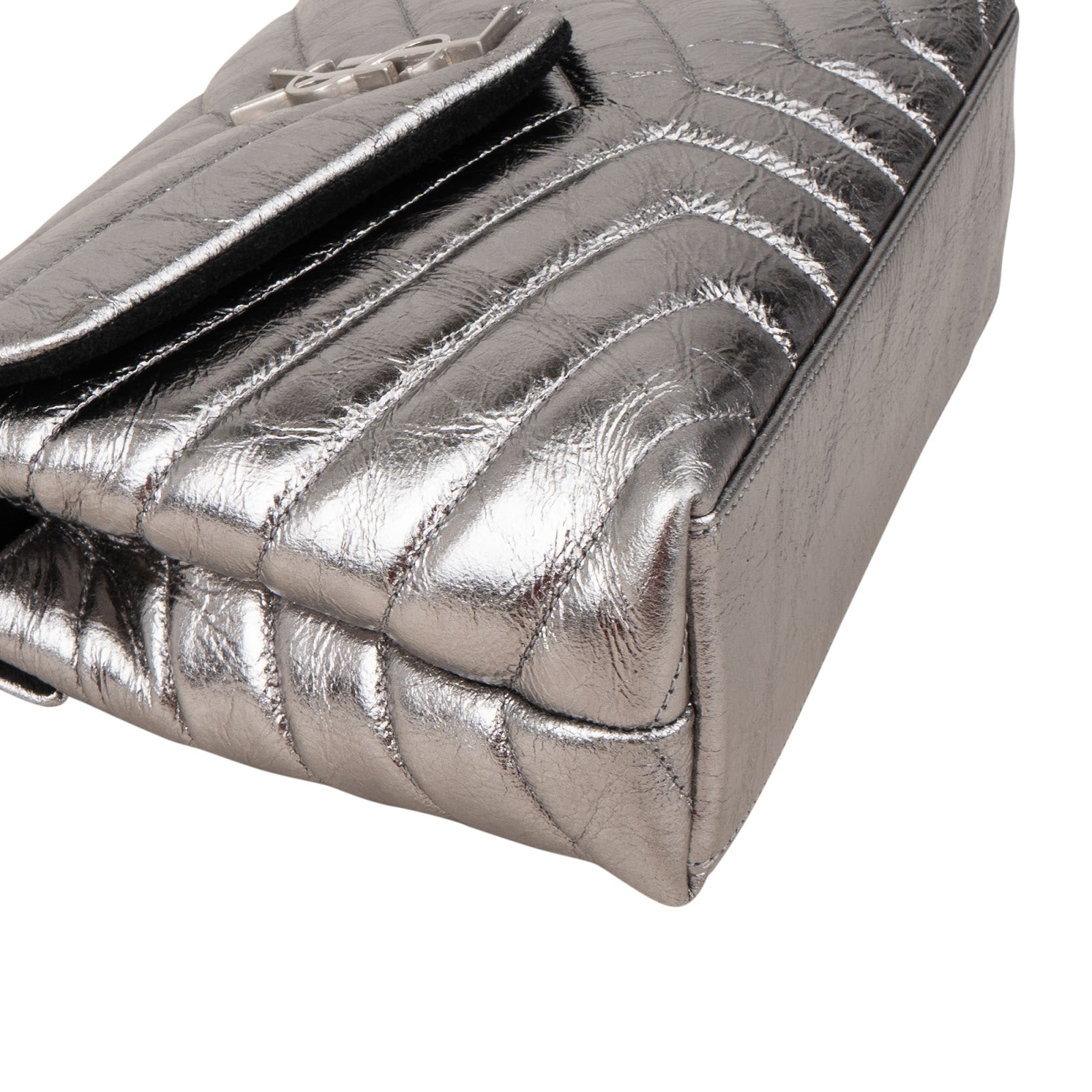 Yves Saint Laurent – Loulou Metallic Crinkled Matelassé Leather Crossbody Bag
