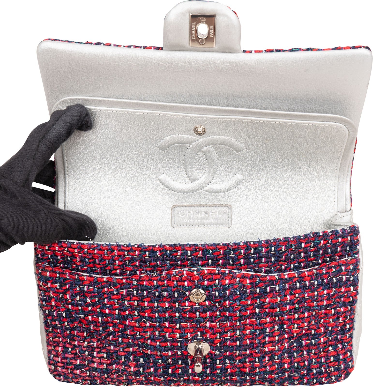 Chanel Quilted Multicolor Tweed and Lambskin Medium Double Flap Shoulder Bag