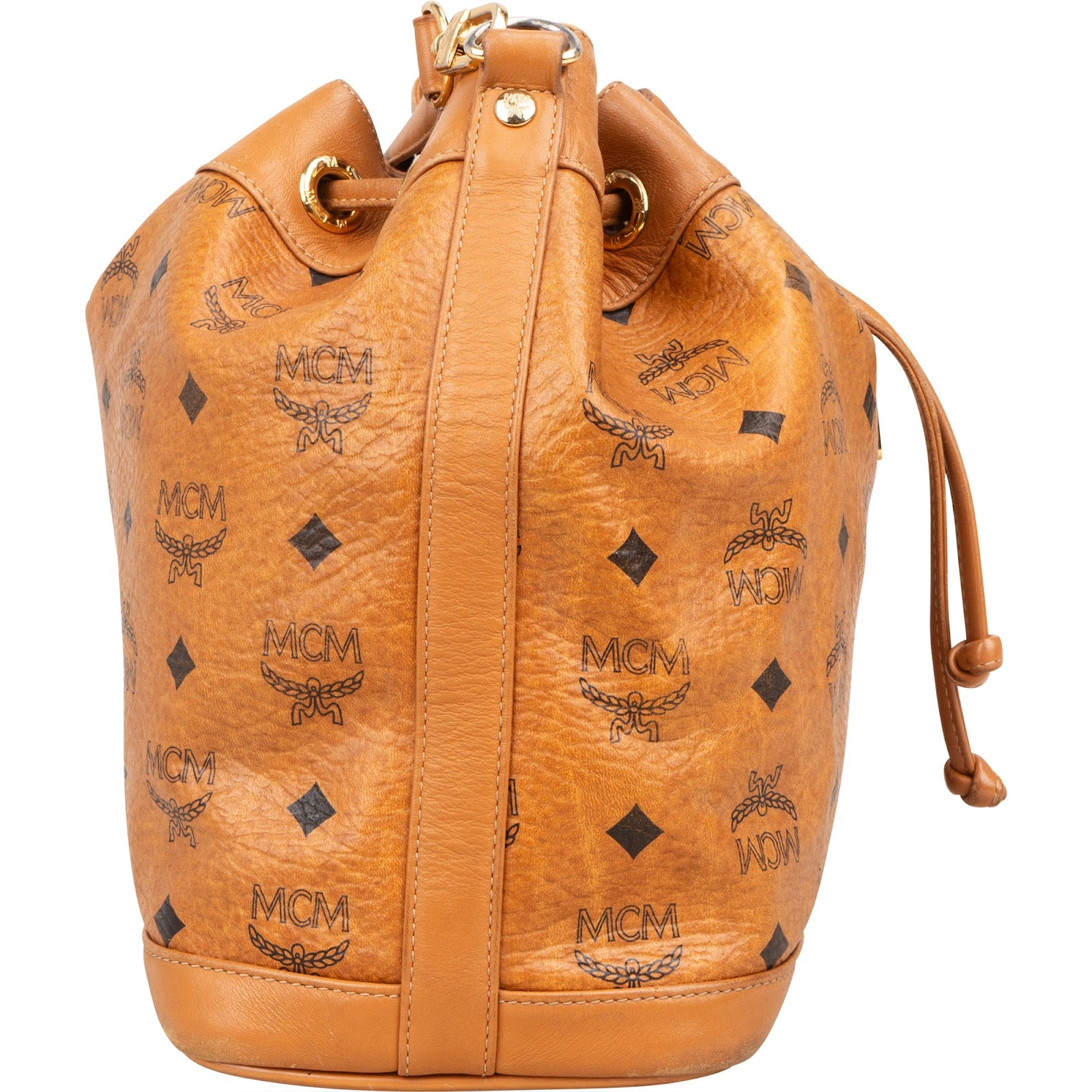 Sac à bandoulière type « bucket » MCM à cordon de serrage, motif Monogram Visetos