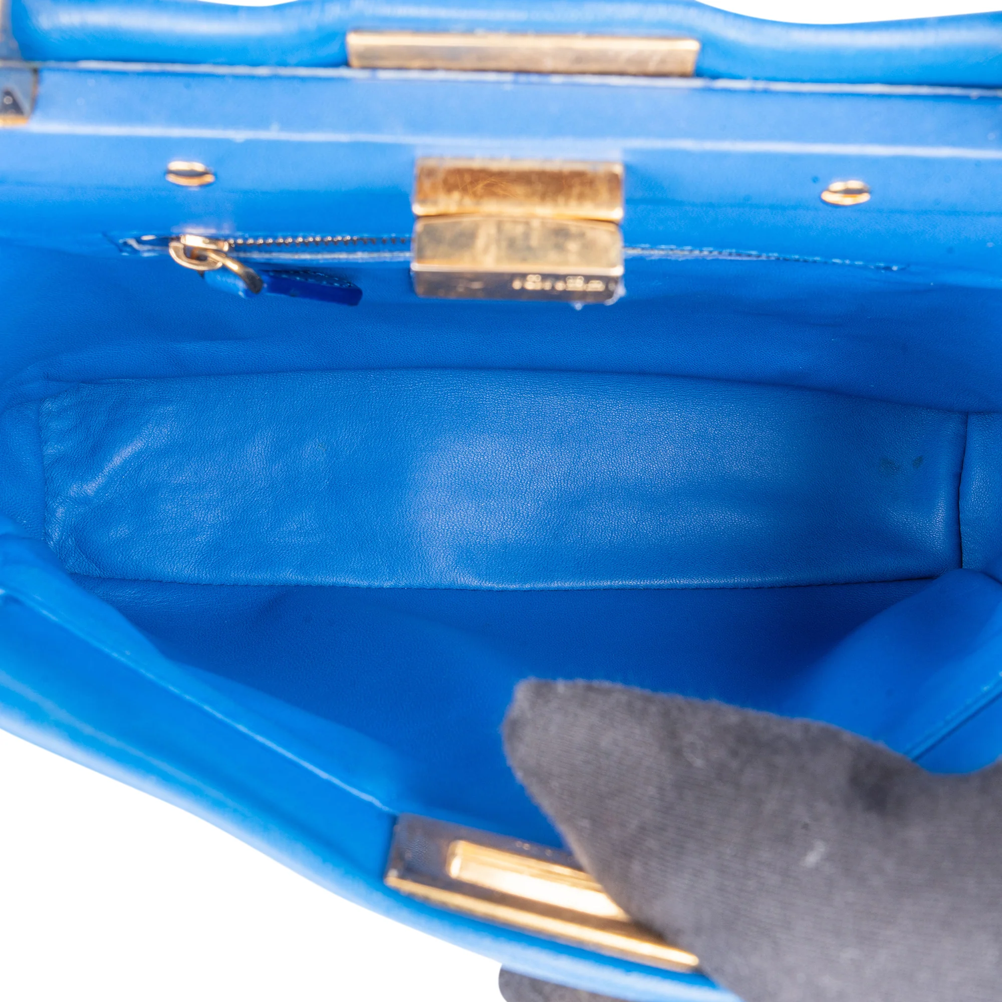 Fendi Blue Leather Peekaboo Handbag