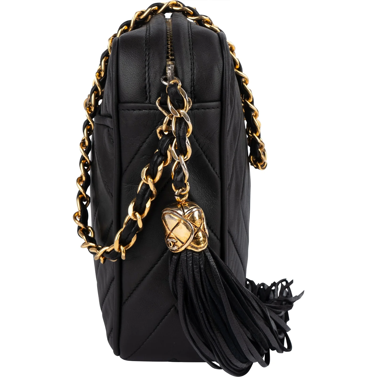 Chanel Quilted Lambskin Chevron Camera Crossbody Bag