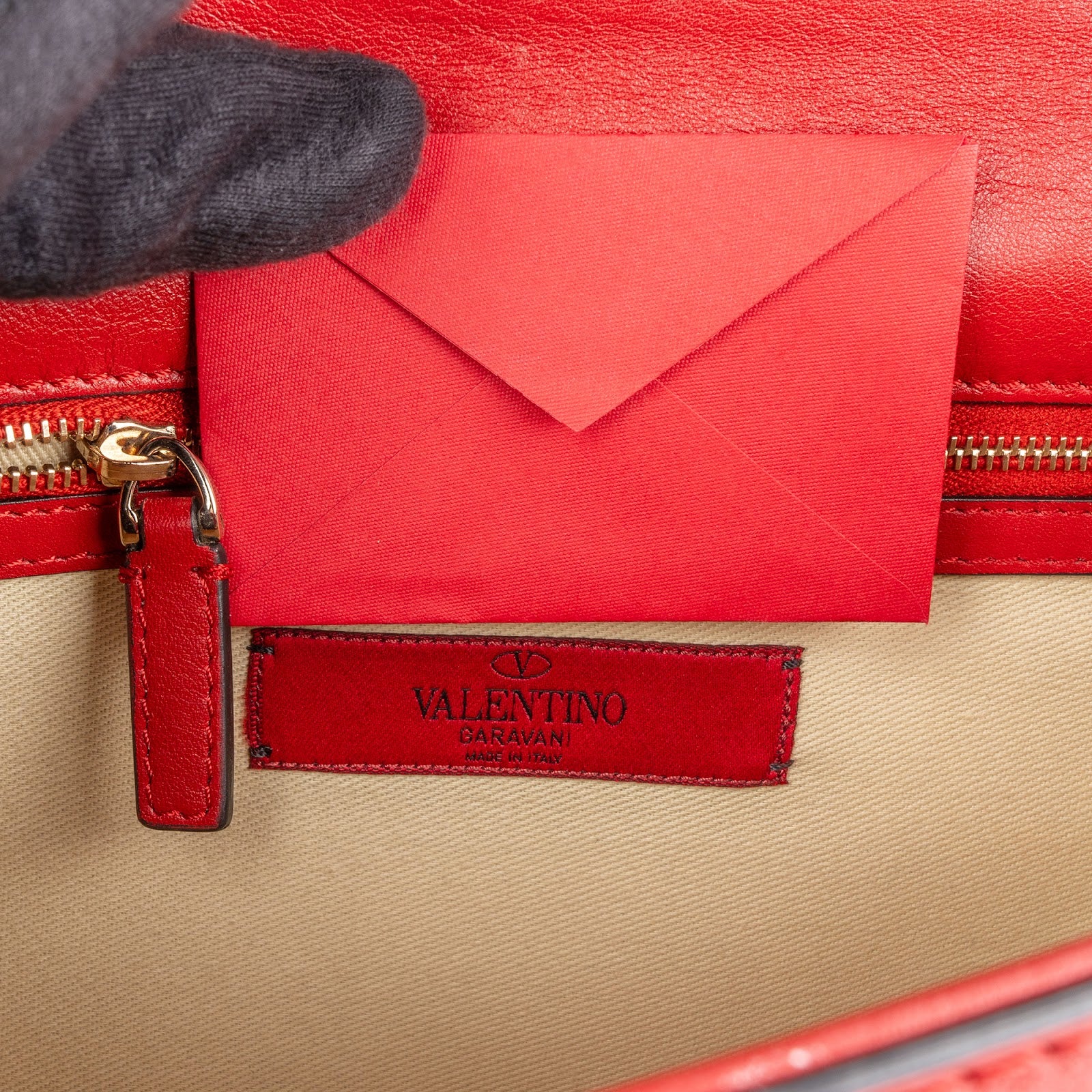 Valentino Garavani Leather Red Leather Rockstud Glam Lock Crossbody Bag