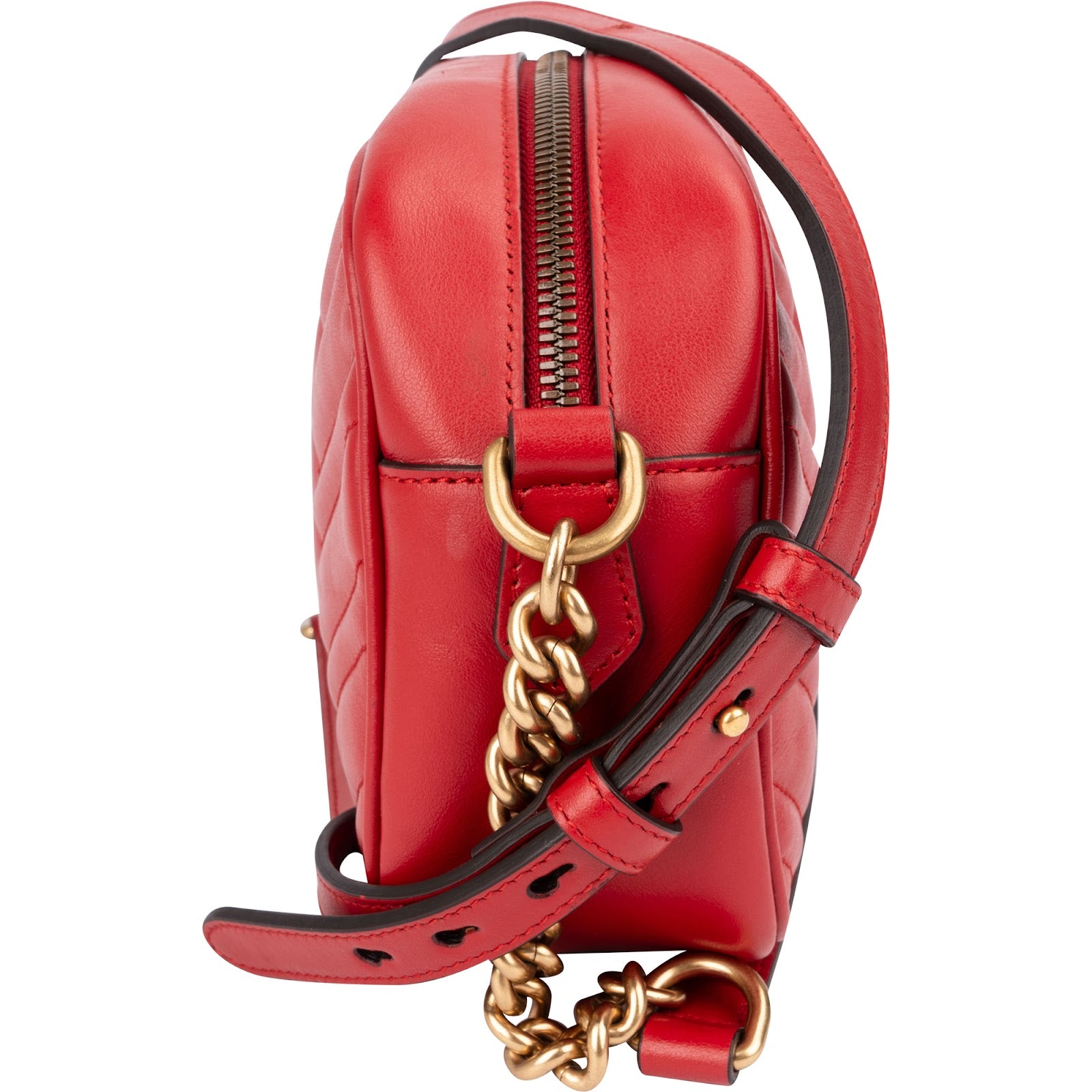 Gucci Chevron Leather GG Marmont Medium Crossbody Bag