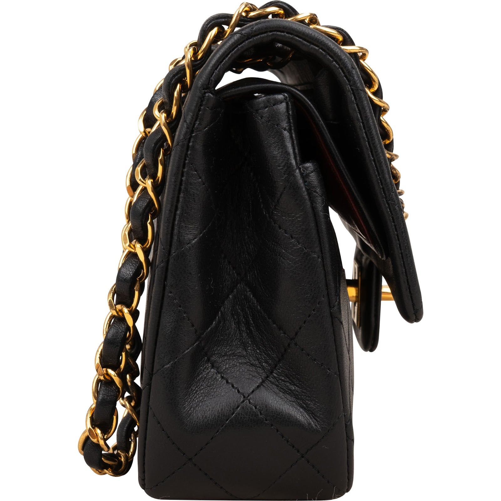 Chanel Quilted Lambskin Small 24K Gold Double Flap Shoulder Bag