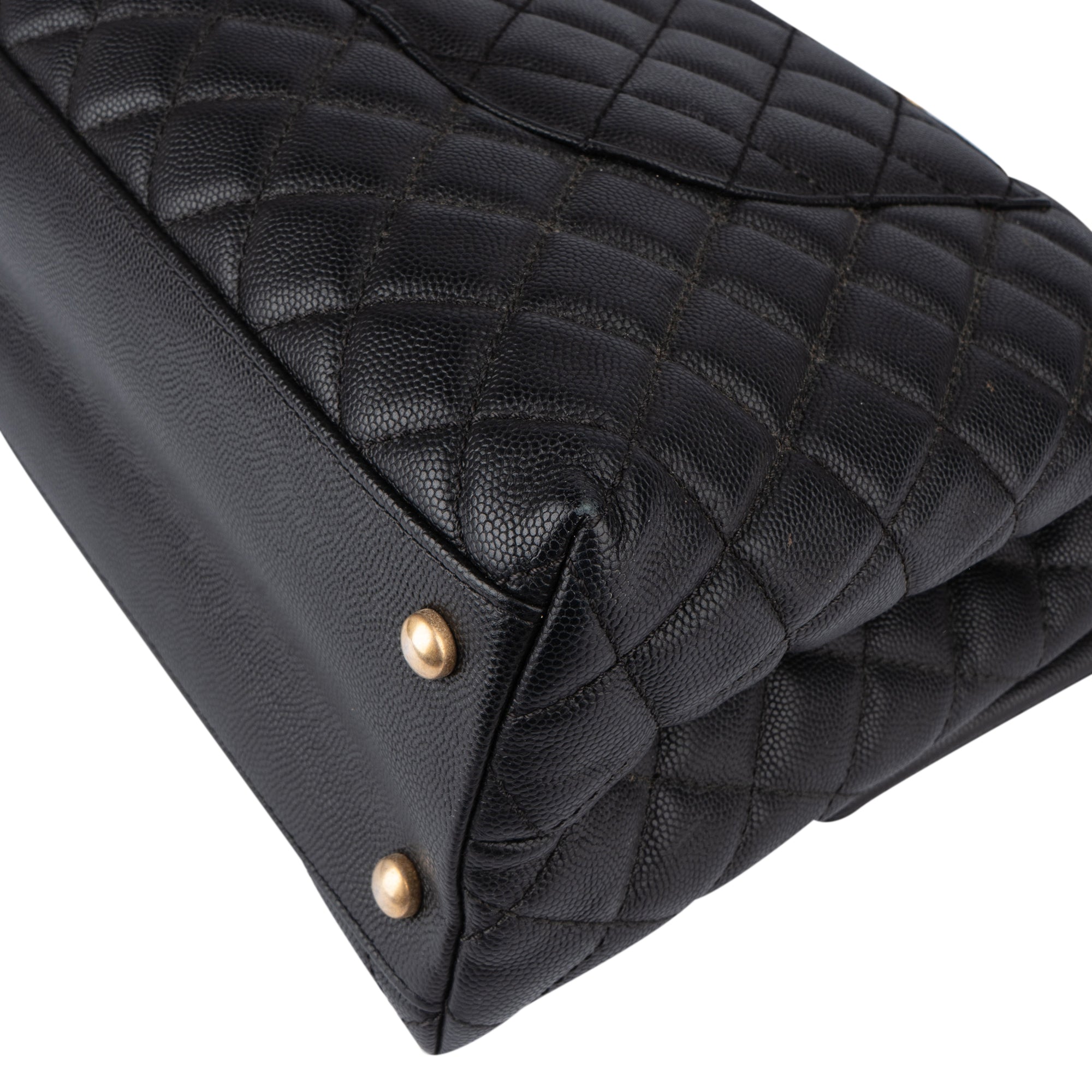 Chanel Lizard Quilted Caviar Leather CC Coco Top Handle Handbag