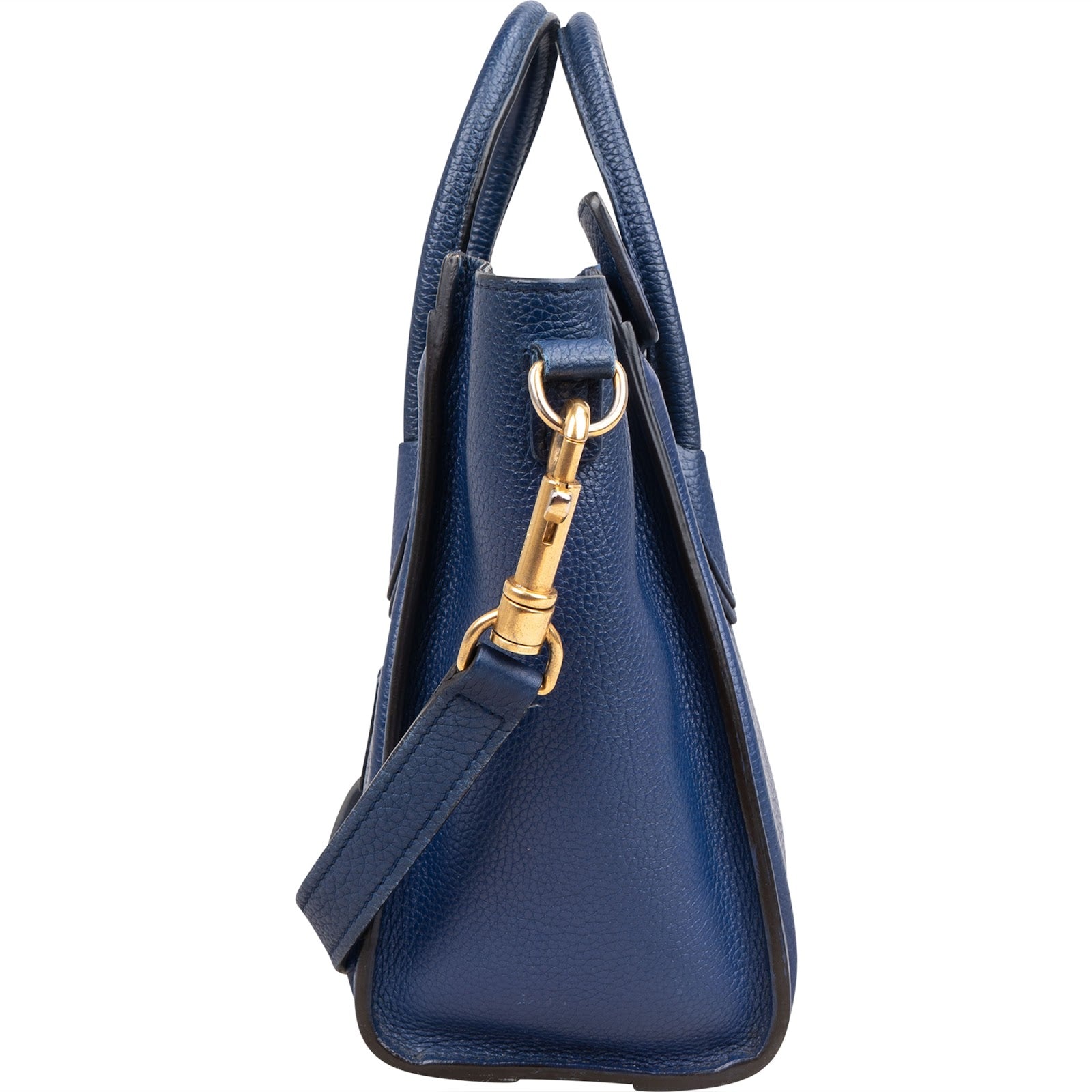Céline Blue Grained Leather Luggage Nano Crossbody Bag