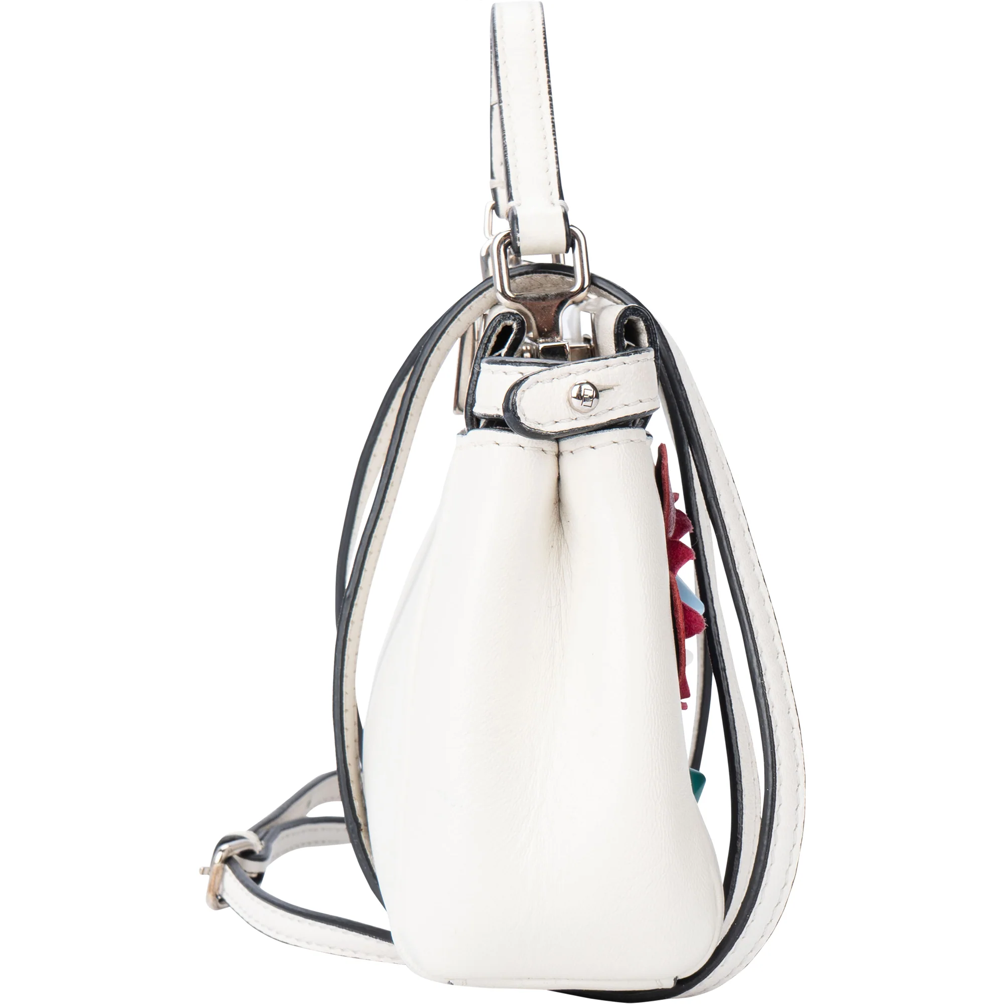 Fendi White Leather Micro Peekaboo Handbag