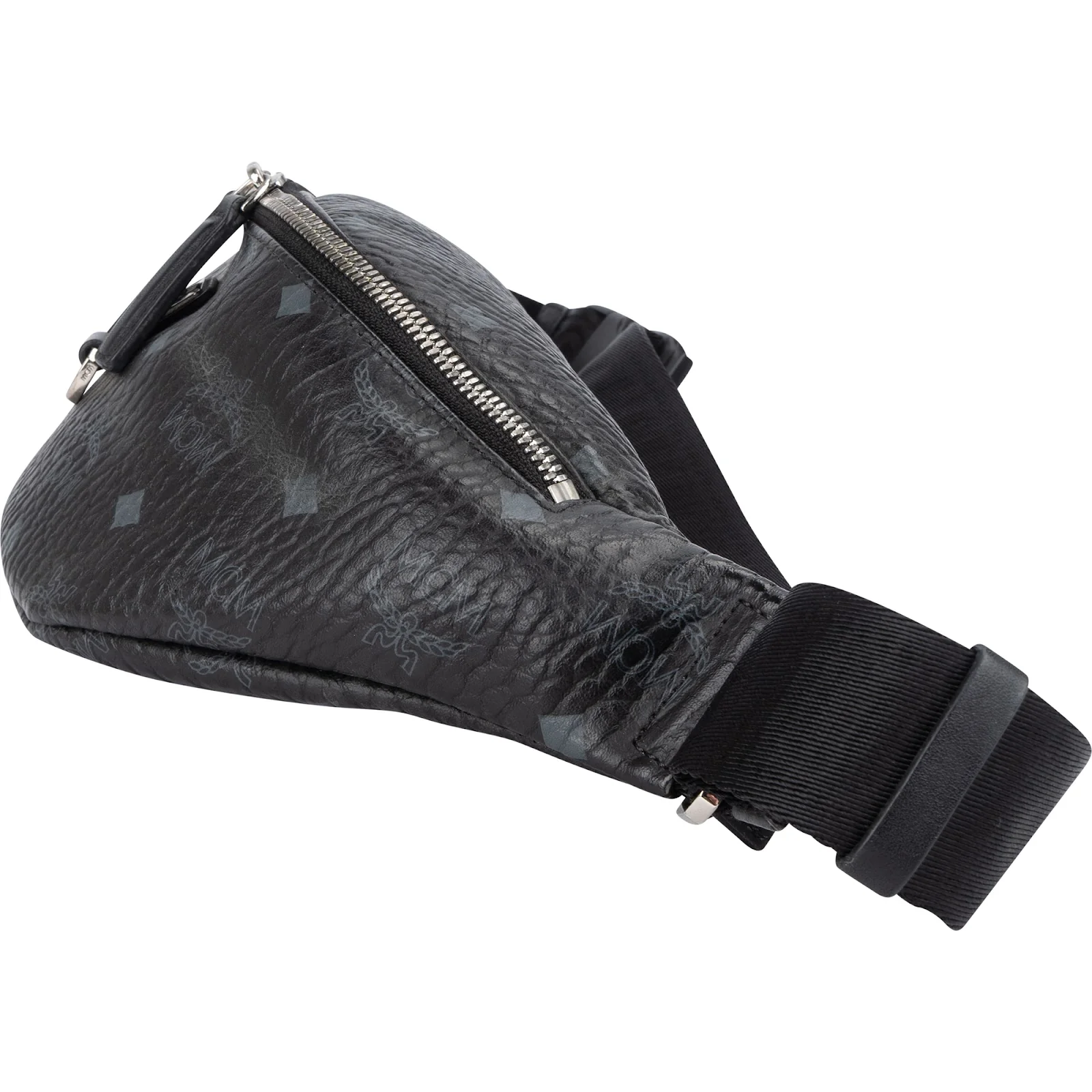 MCM Black Leather Visetos Coated Fursten Belt Crossbody Bag