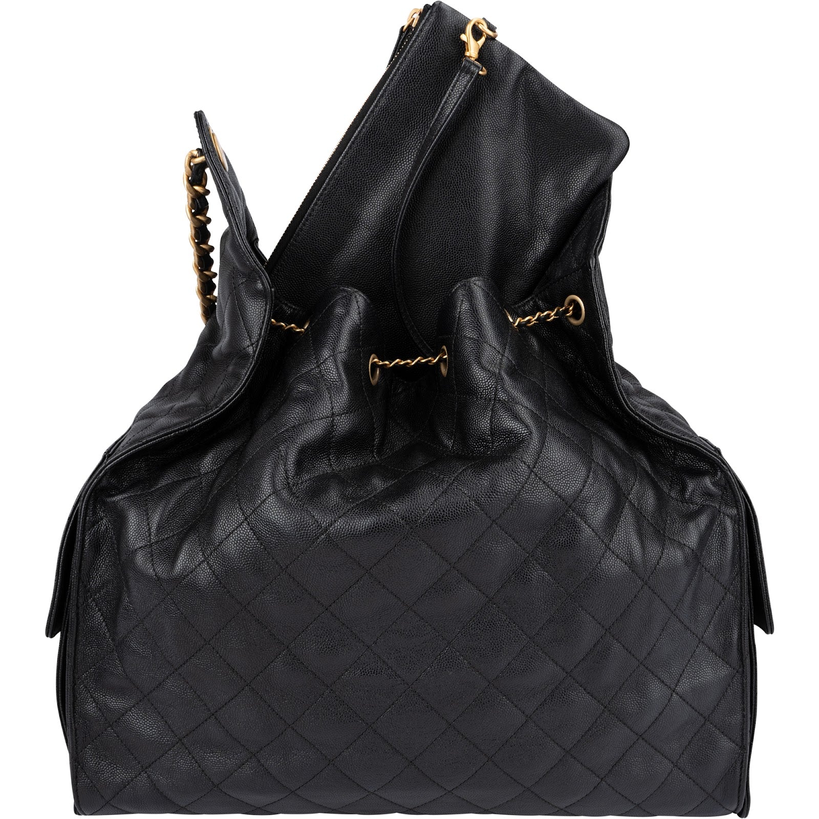 Chanel - 25 Quilted Caviar Leather CC Drawstring Shoulder Bag