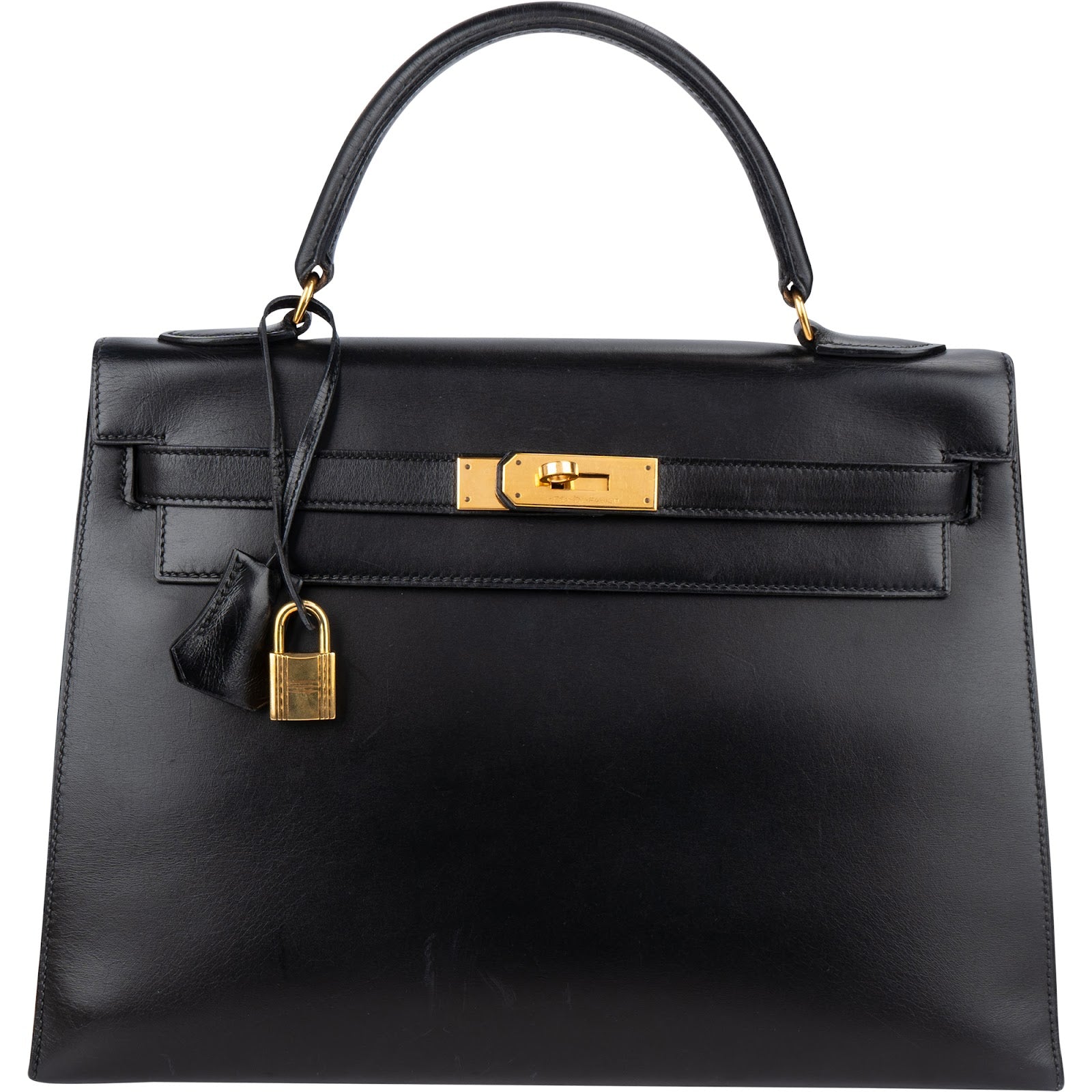 Hermès Noir Boxcalf Leather Kelly 32 Handbag
