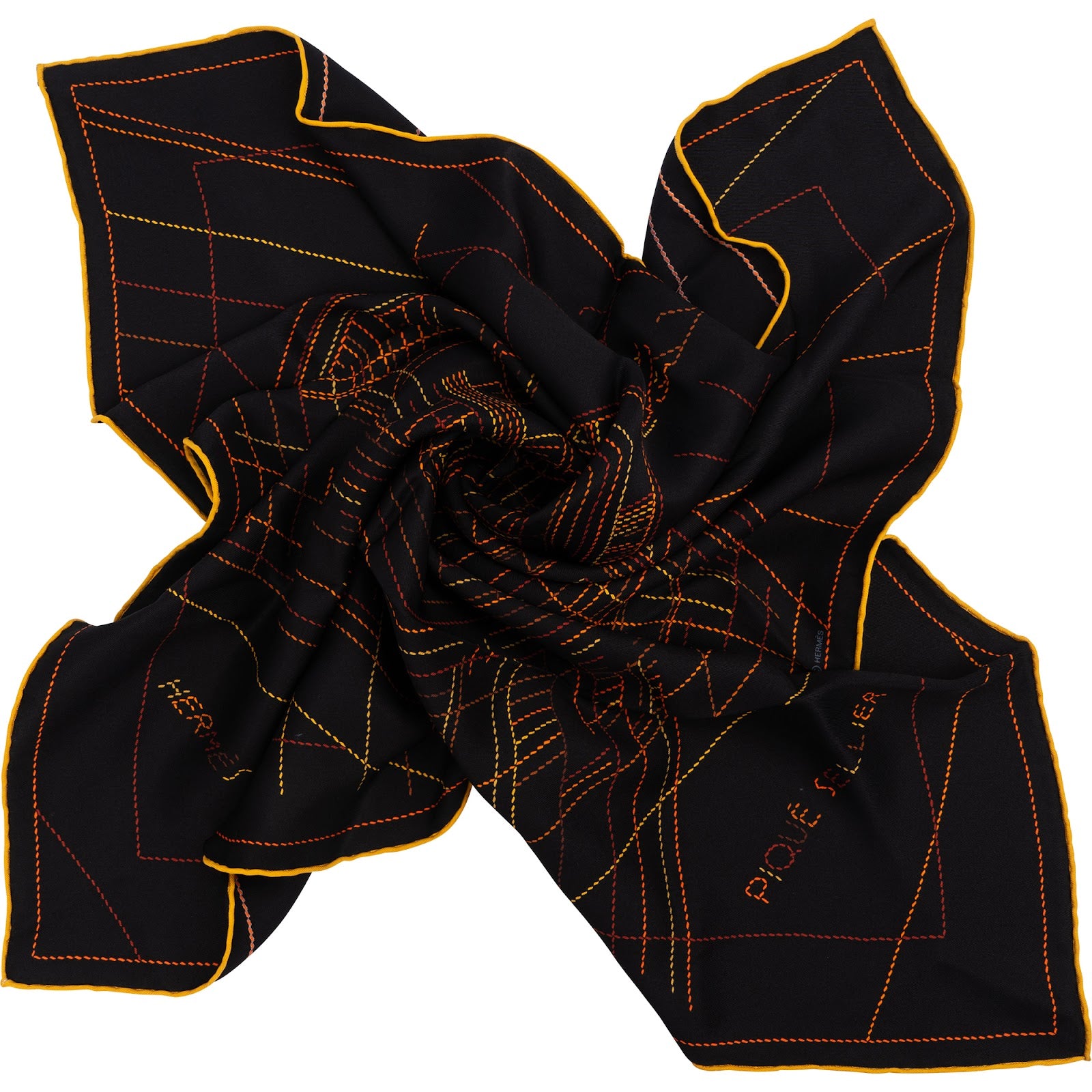 Hermès Piqué Sellier Silk Carre 65 Tuch