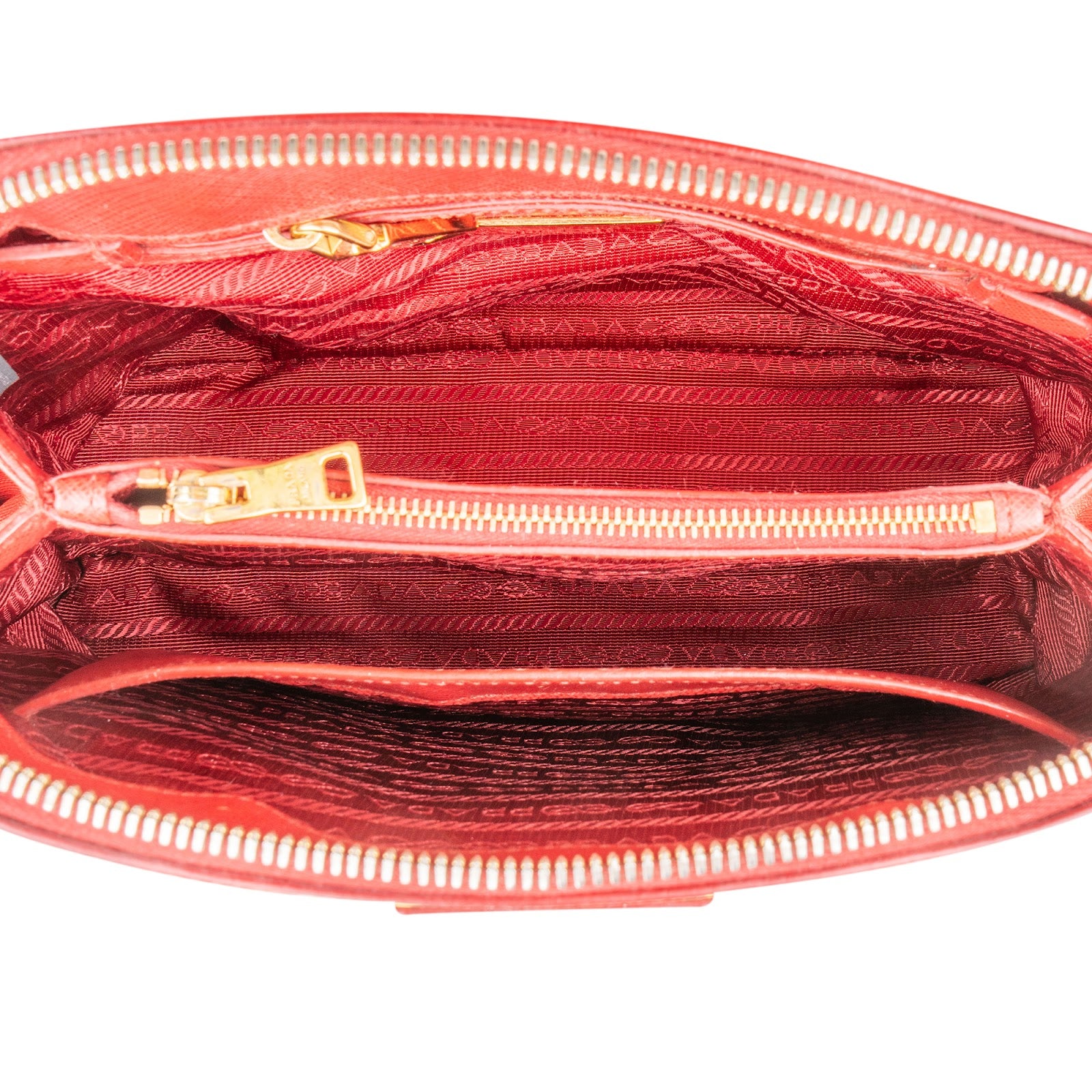 Prada rode Saffiano-leren Promenade-handtas