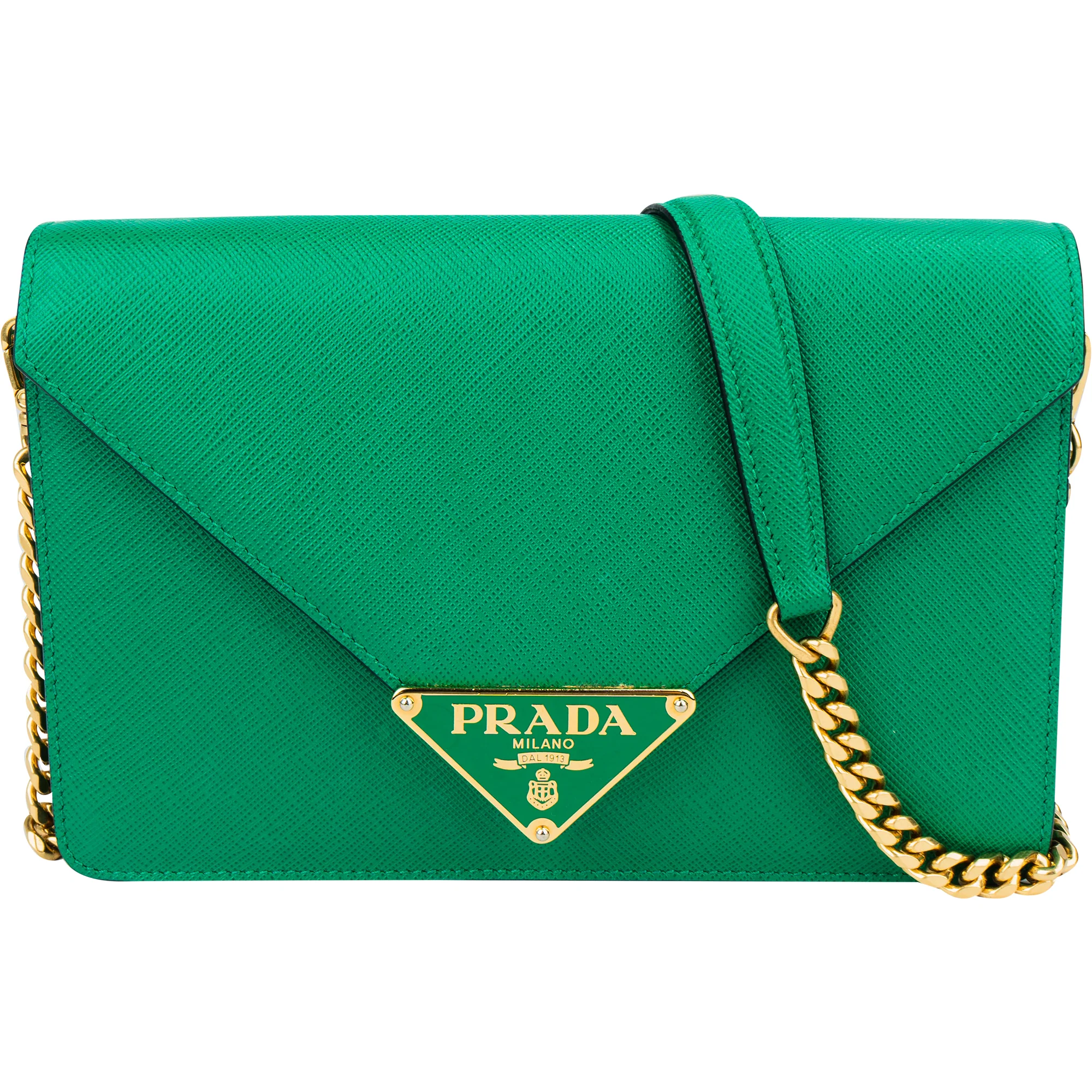 Prada Green Saffiano Leather Big Triangle Crossbody Bag