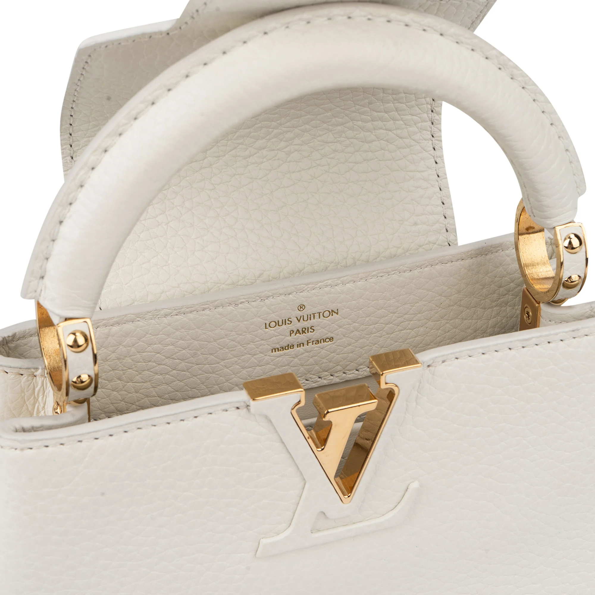 Louis Vuitton White Leather Capucines BB Handbag