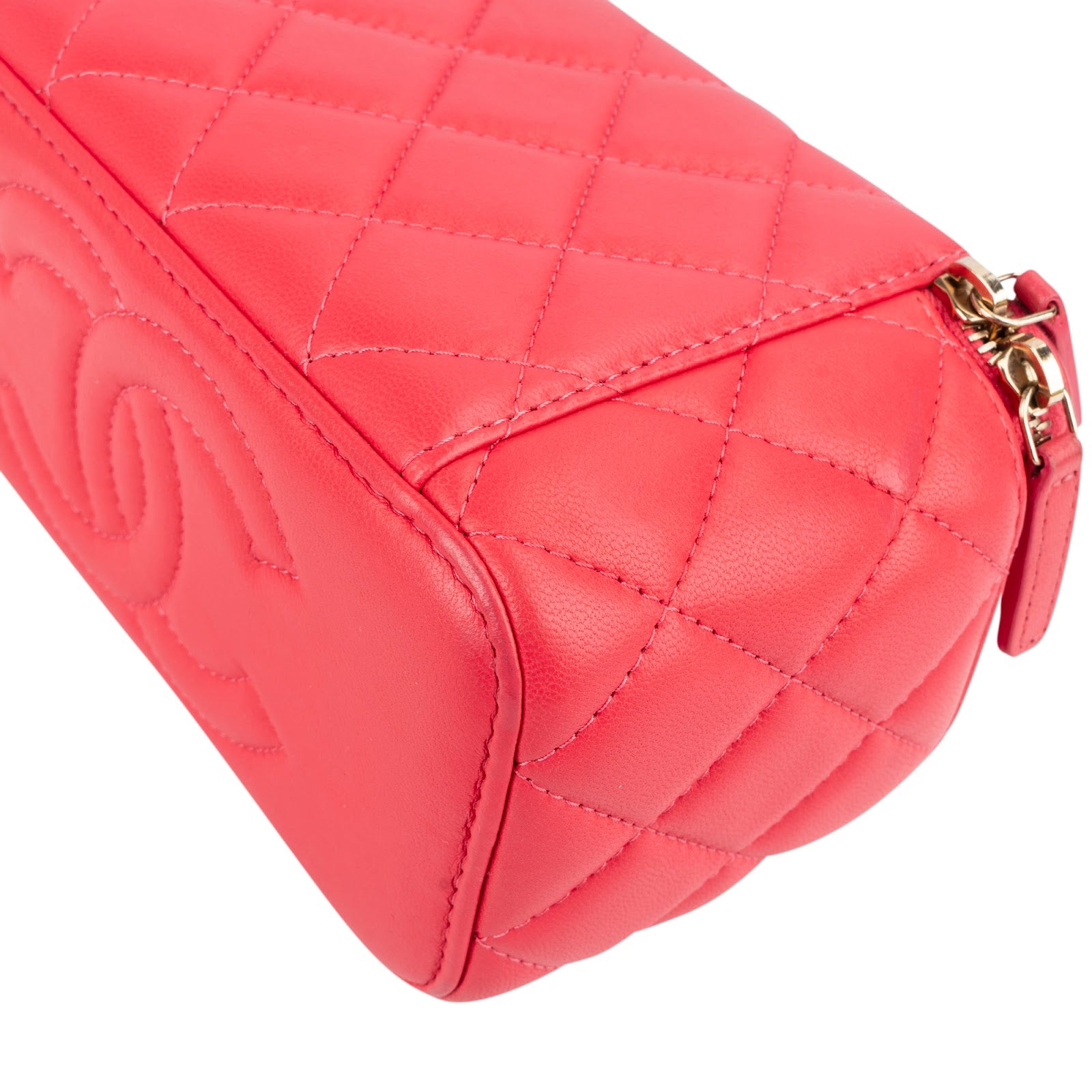 Chanel Quilted Lambskin Crystal Emblem CC Vanity Case
