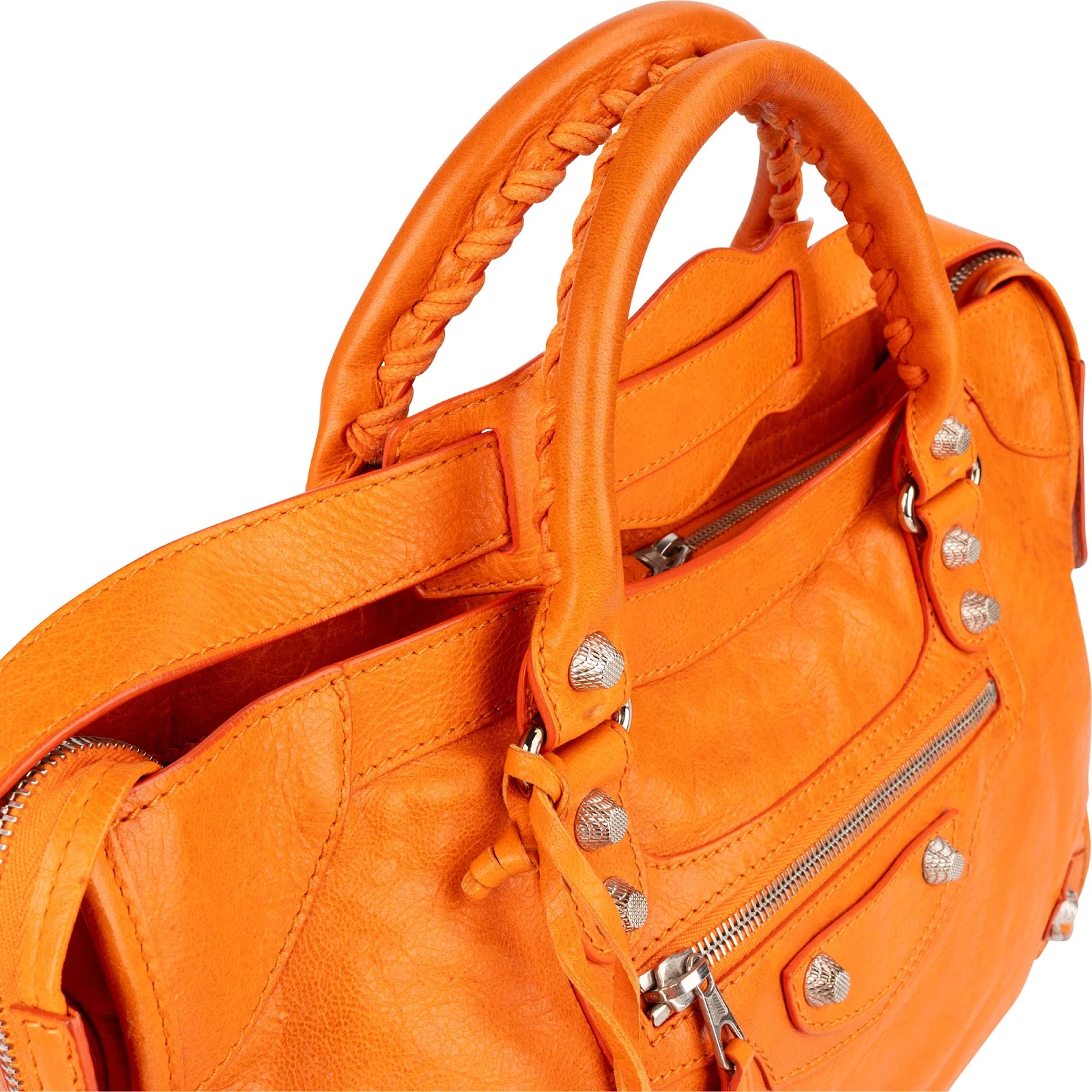 Balenciaga Orange Leather City Handbag