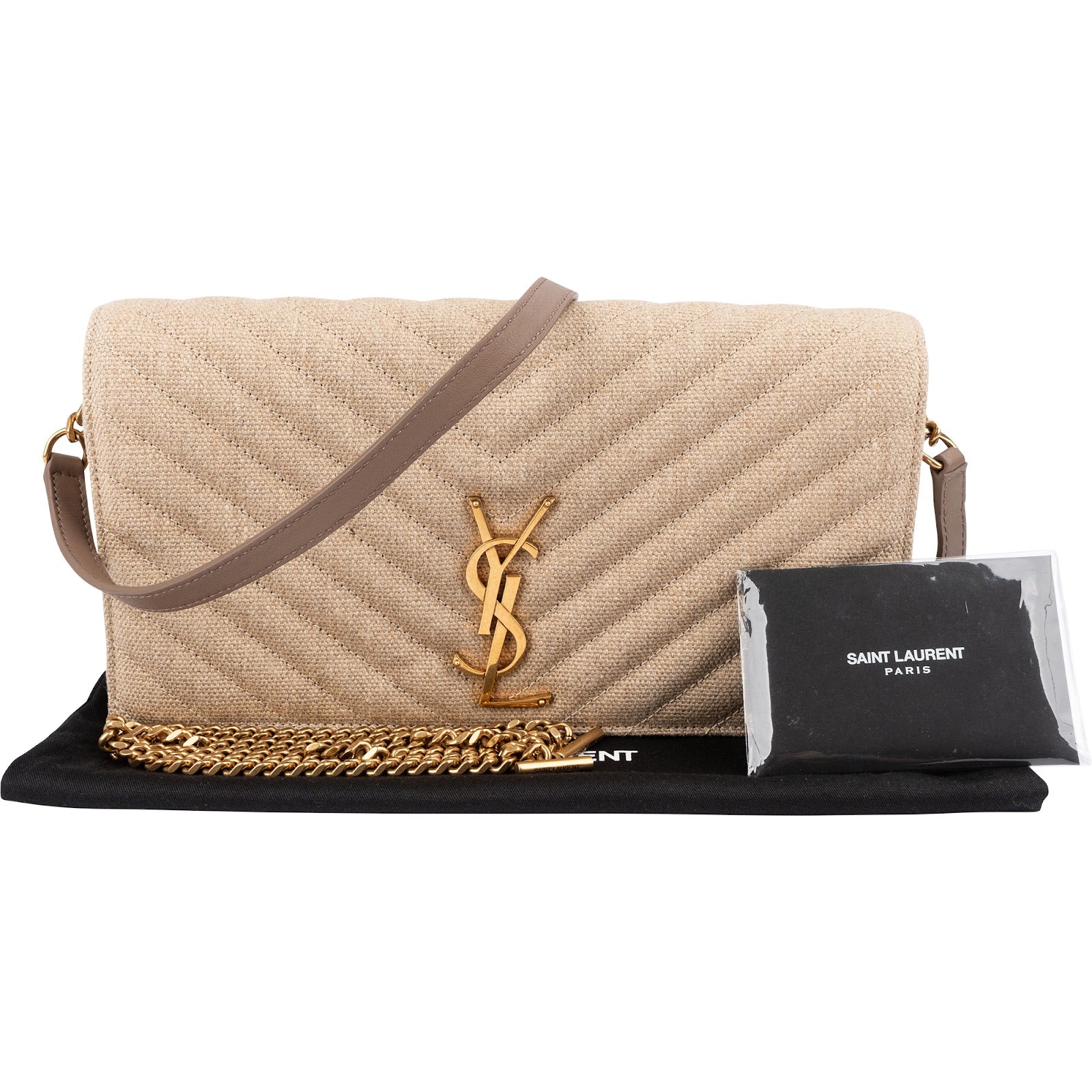 Saint Laurent Chevron Raffia Matelassé Envelope Crossbody Bag