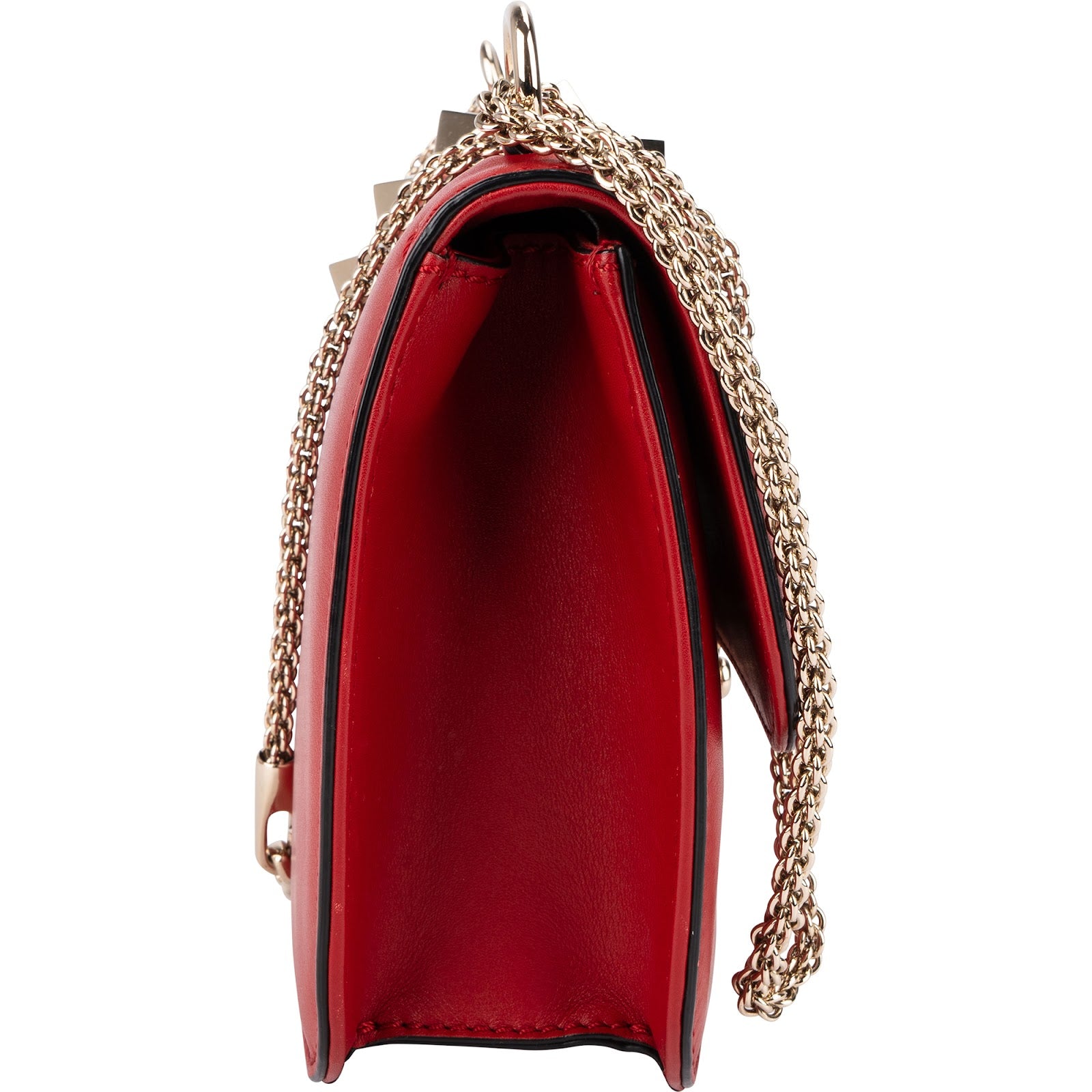 Valentino Garavani Leather Red Leather Rockstud Glam Lock Crossbody Bag