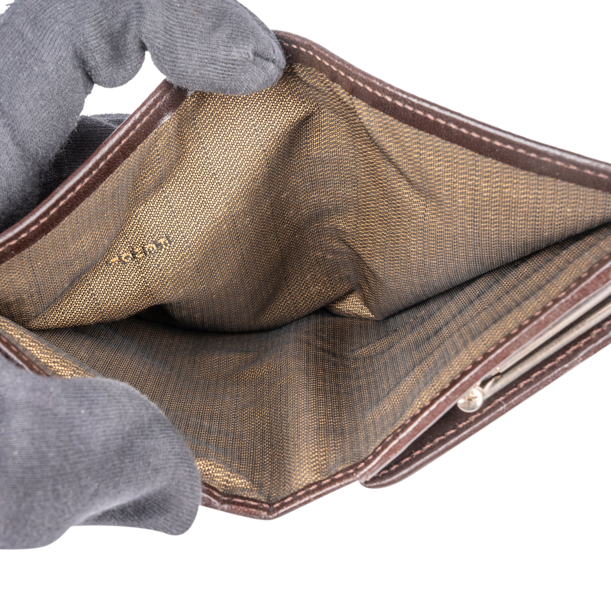 Fendi FF Monogram Canvas Zucca Kiss Lock Wallet
