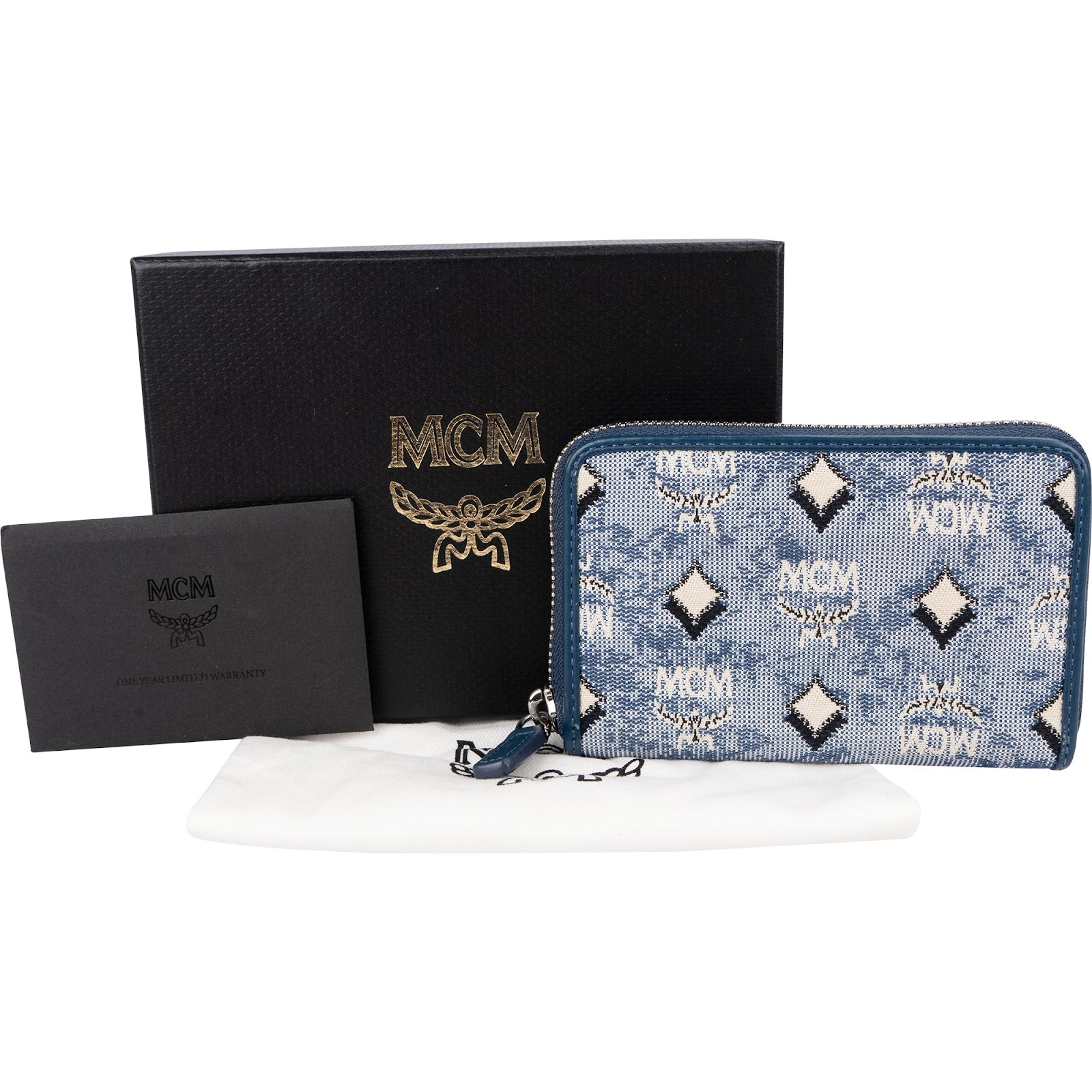 MCM Visetos Monogram Denim Jacquard Geldbörse