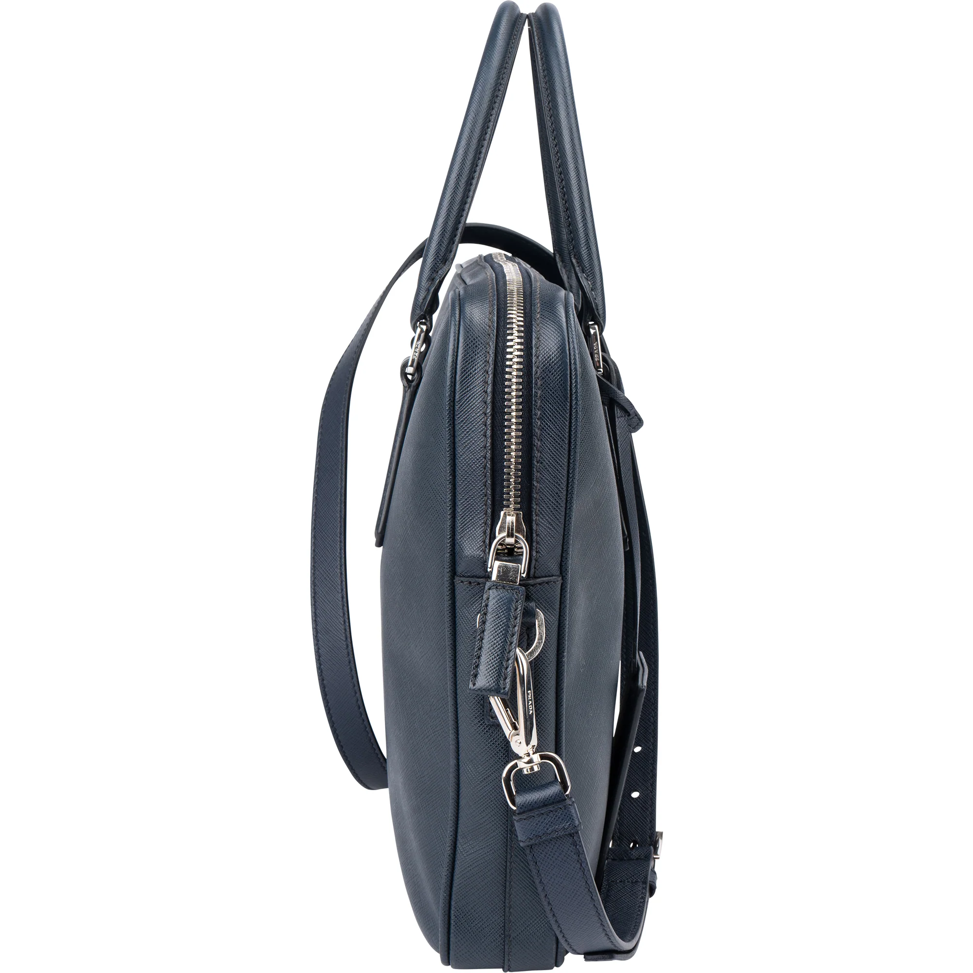 Prada Blue Saffiano Leather Business Tasche