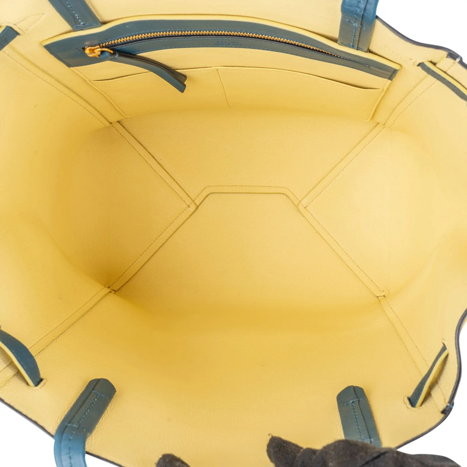 Céline Blue Leather Cabas Phantom Drawstring Tassel Shoulder Bag