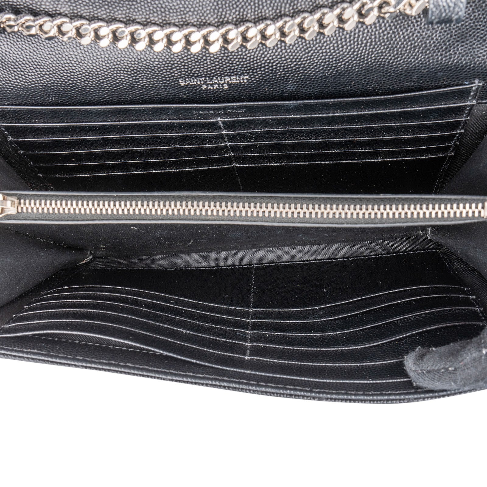 Yves Saint Laurent Grain de Poudre Quilted Leather Wallet On Chain