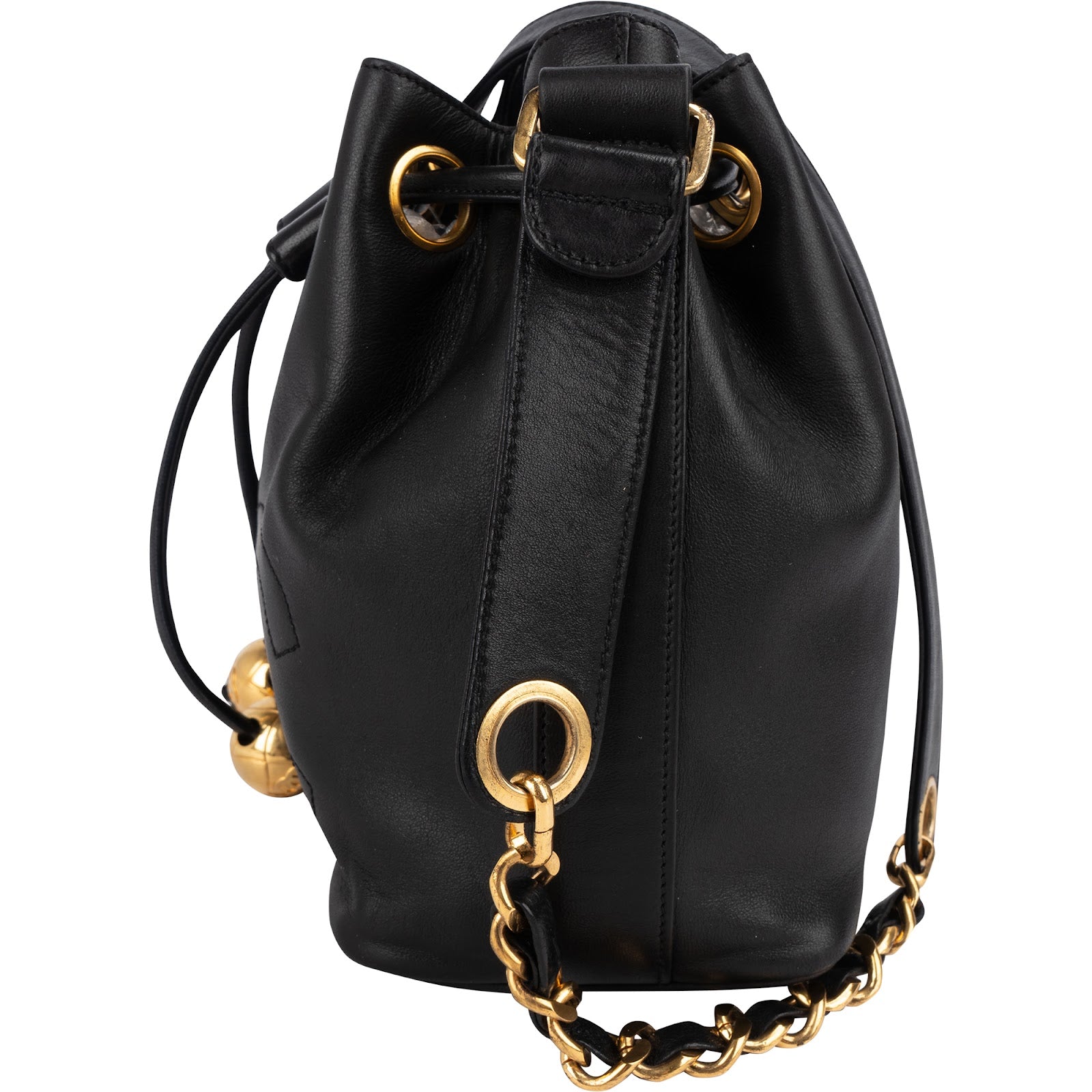 Chanel Lambskin Drawstring CC Bucket Crossbody Bag
