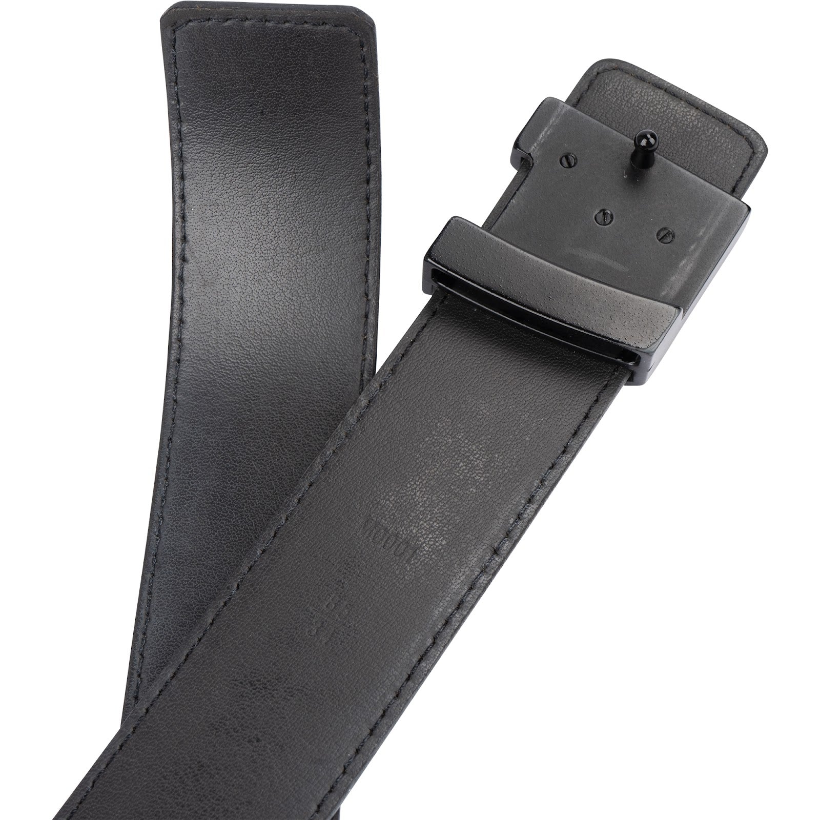 Louis Vuitton – Zwarte Taiga-leren riem met LV-initialen