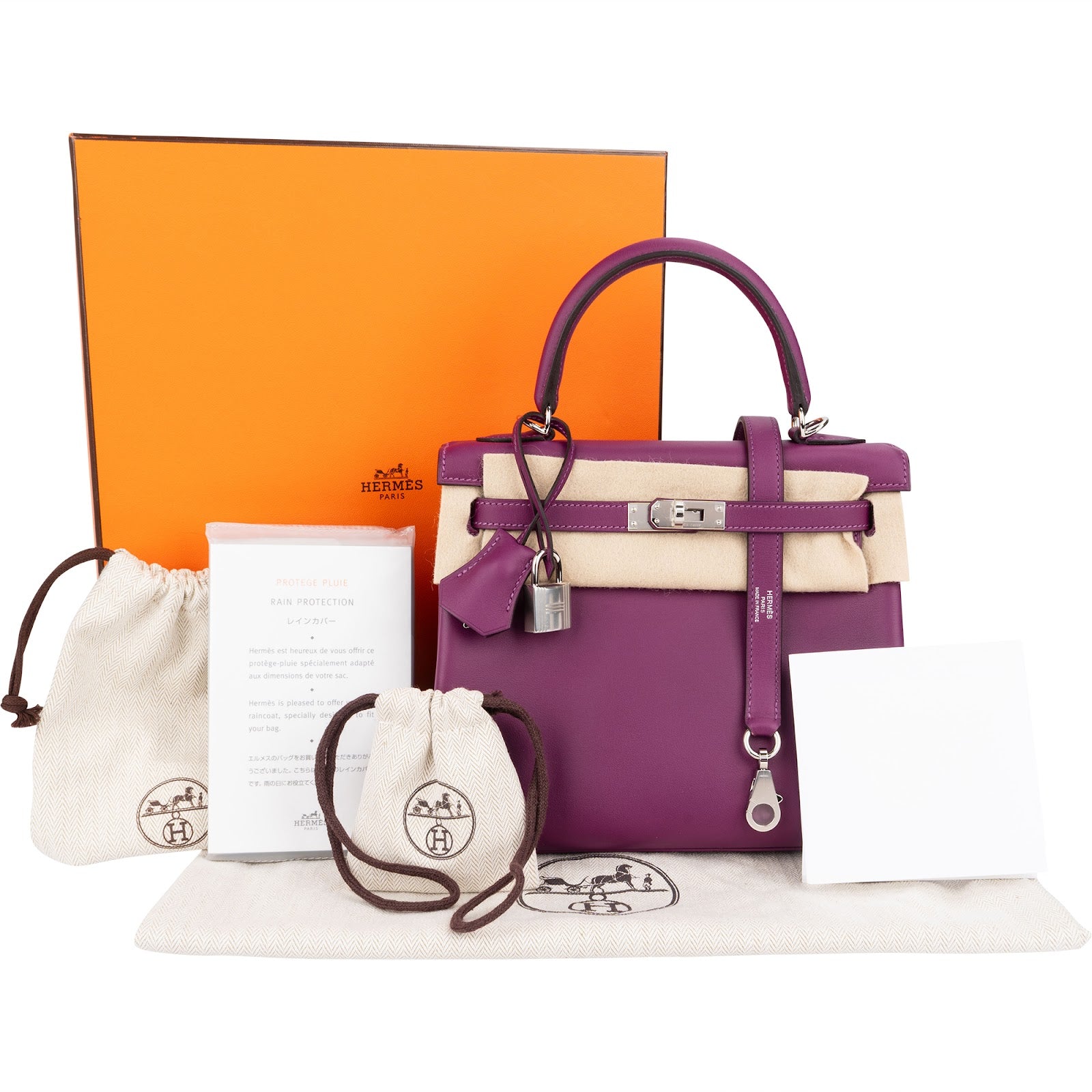 Hermès Swift Anemone Kelly Palladium 25 Sellier Handbag
