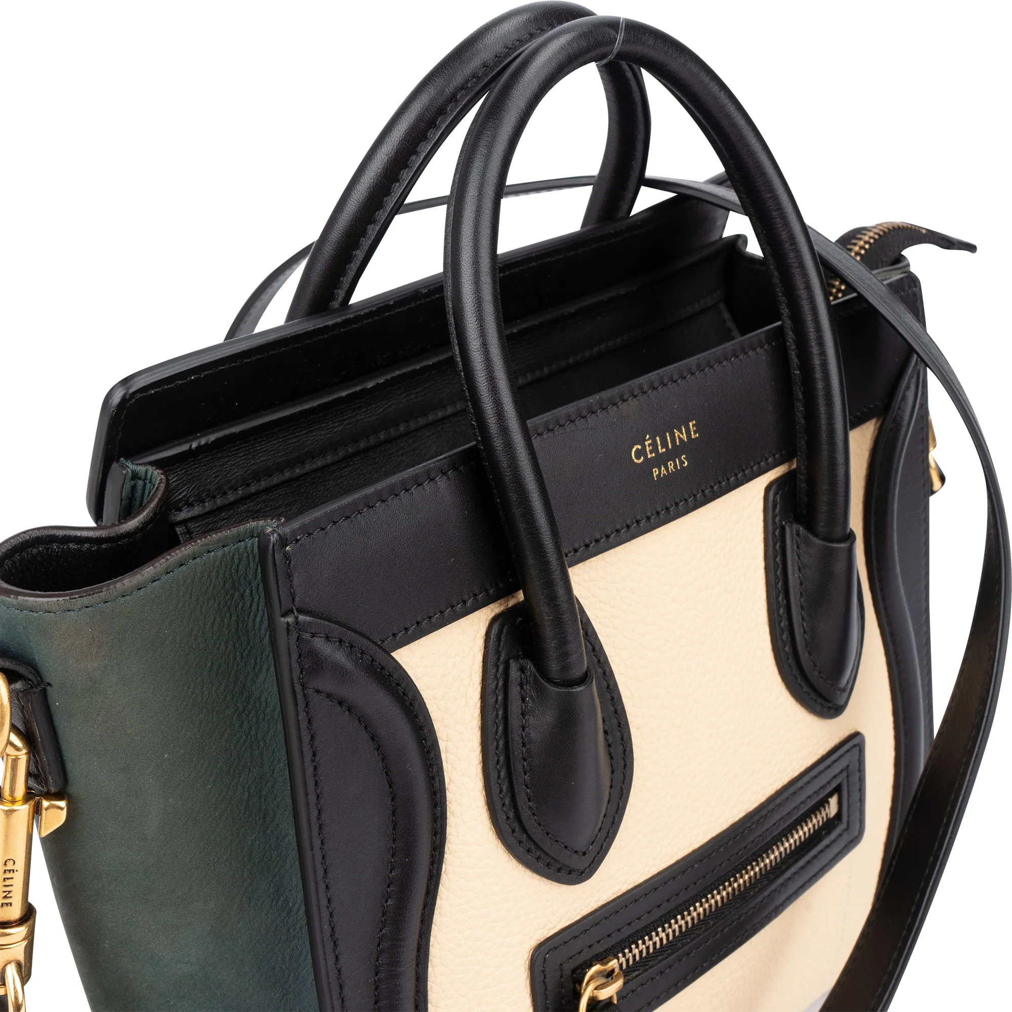 Céline Tricolor Leather Luggage Handbag