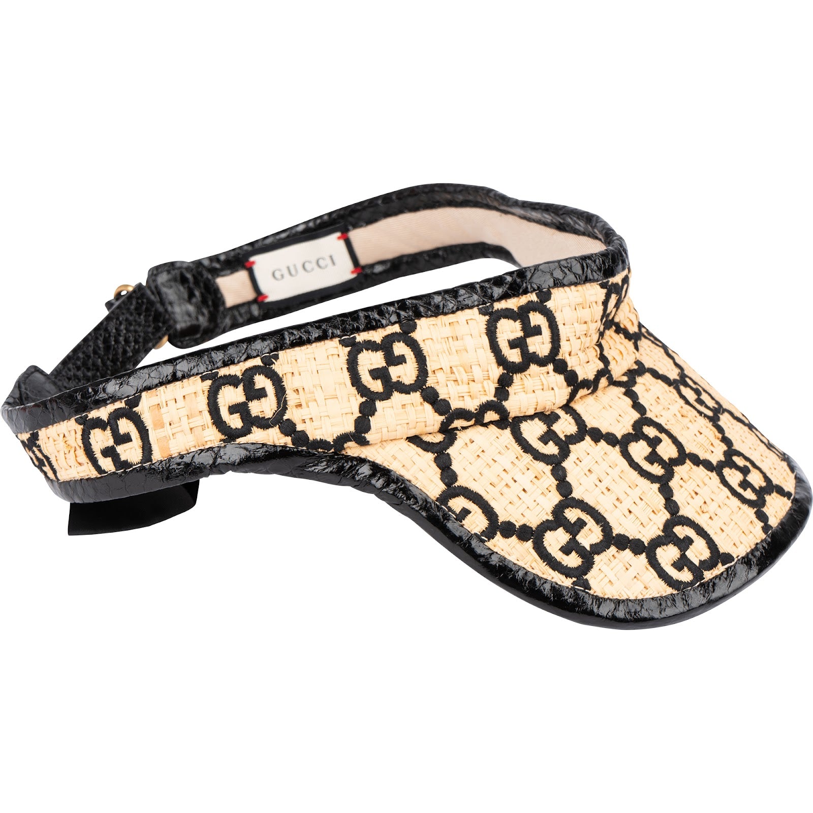 GUCCI - Chapeau à visière GG en cuir et raphia multicolore