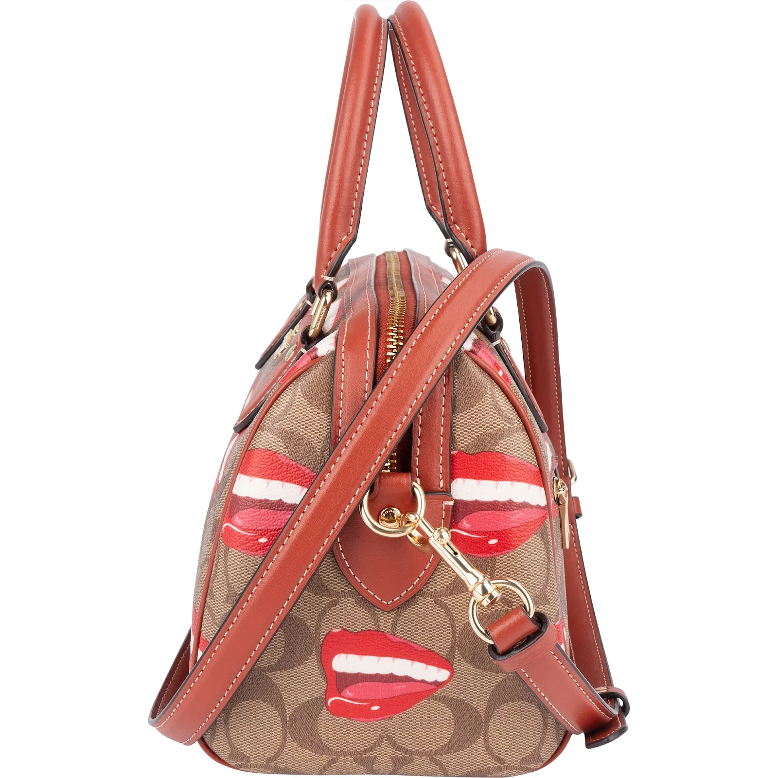 Coach Monogram Tom Wesselmann Lip Print Rowan Satchel Handbag