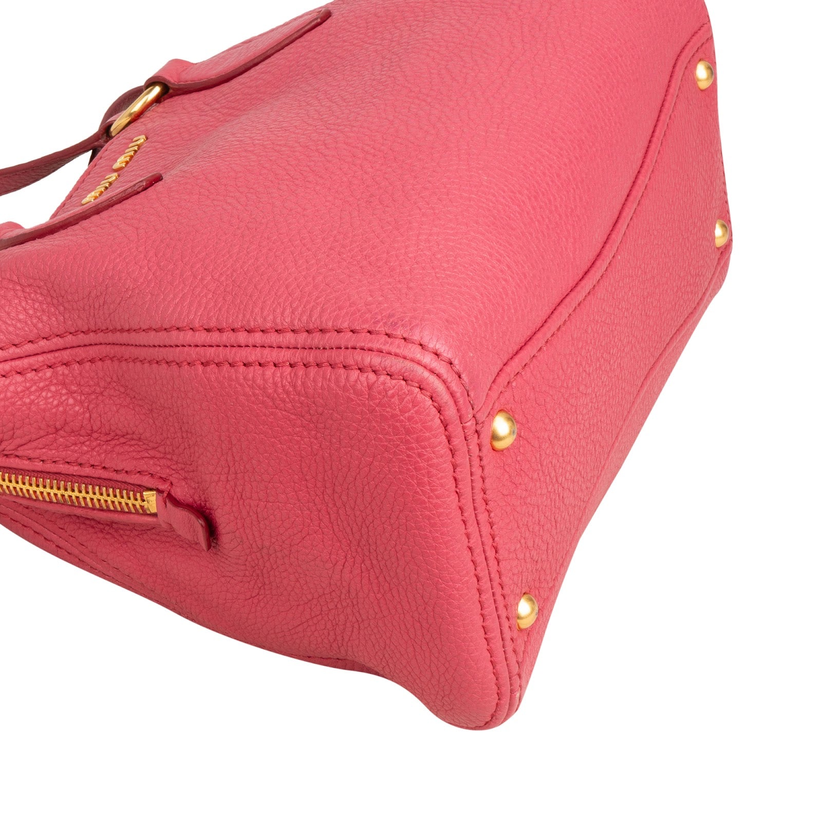 Miu Miu Vitello Pink Grained Leather Tote Handbag