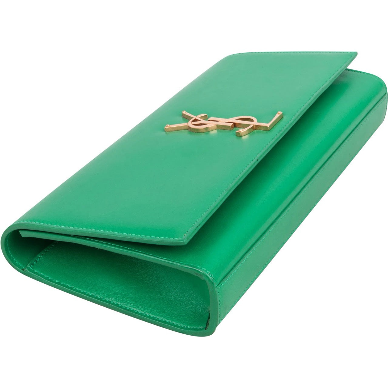 Saint Laurent Green Leather Clutch