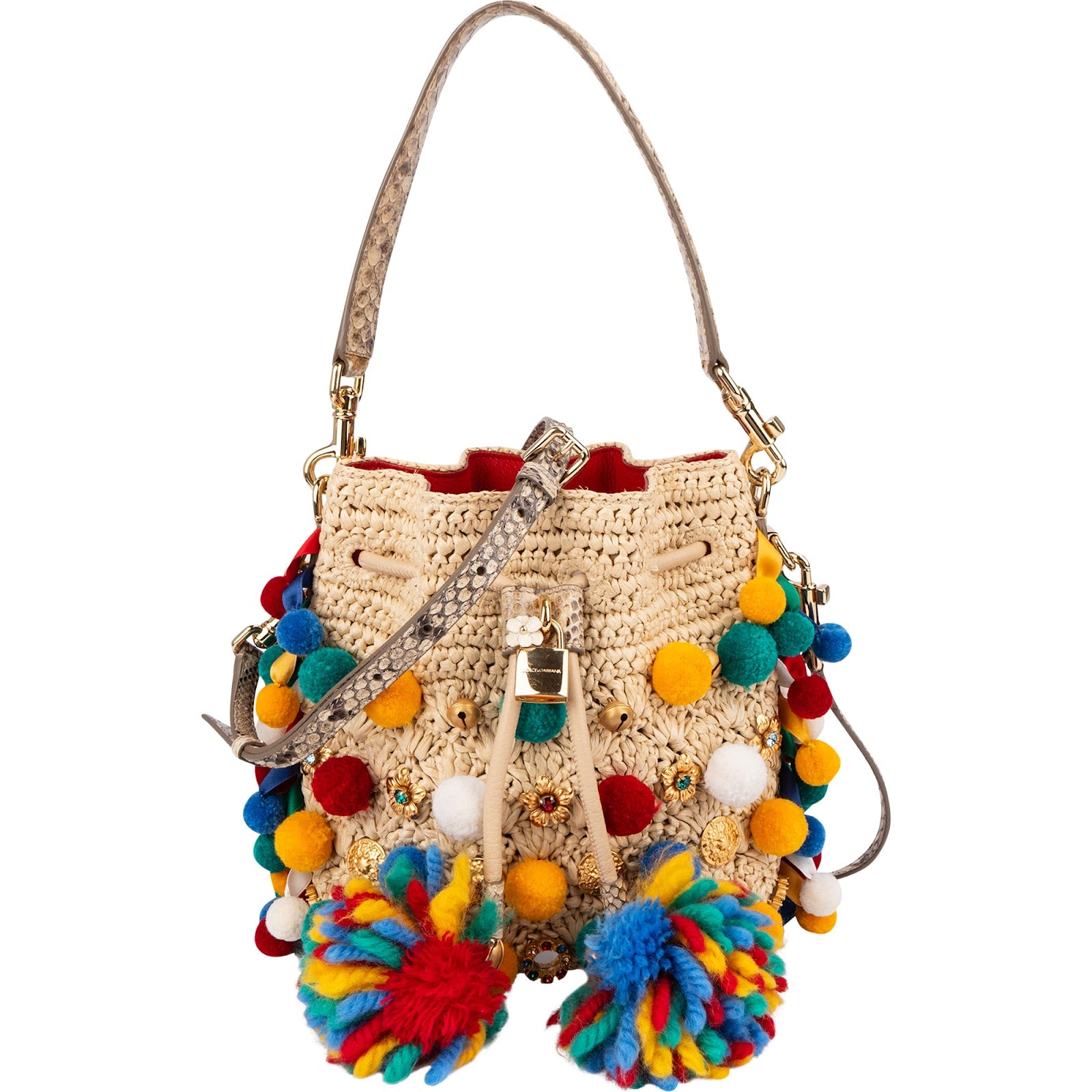Dolce & Gabbana – Claudia Pom-Pom Embellished Bucket Handbag