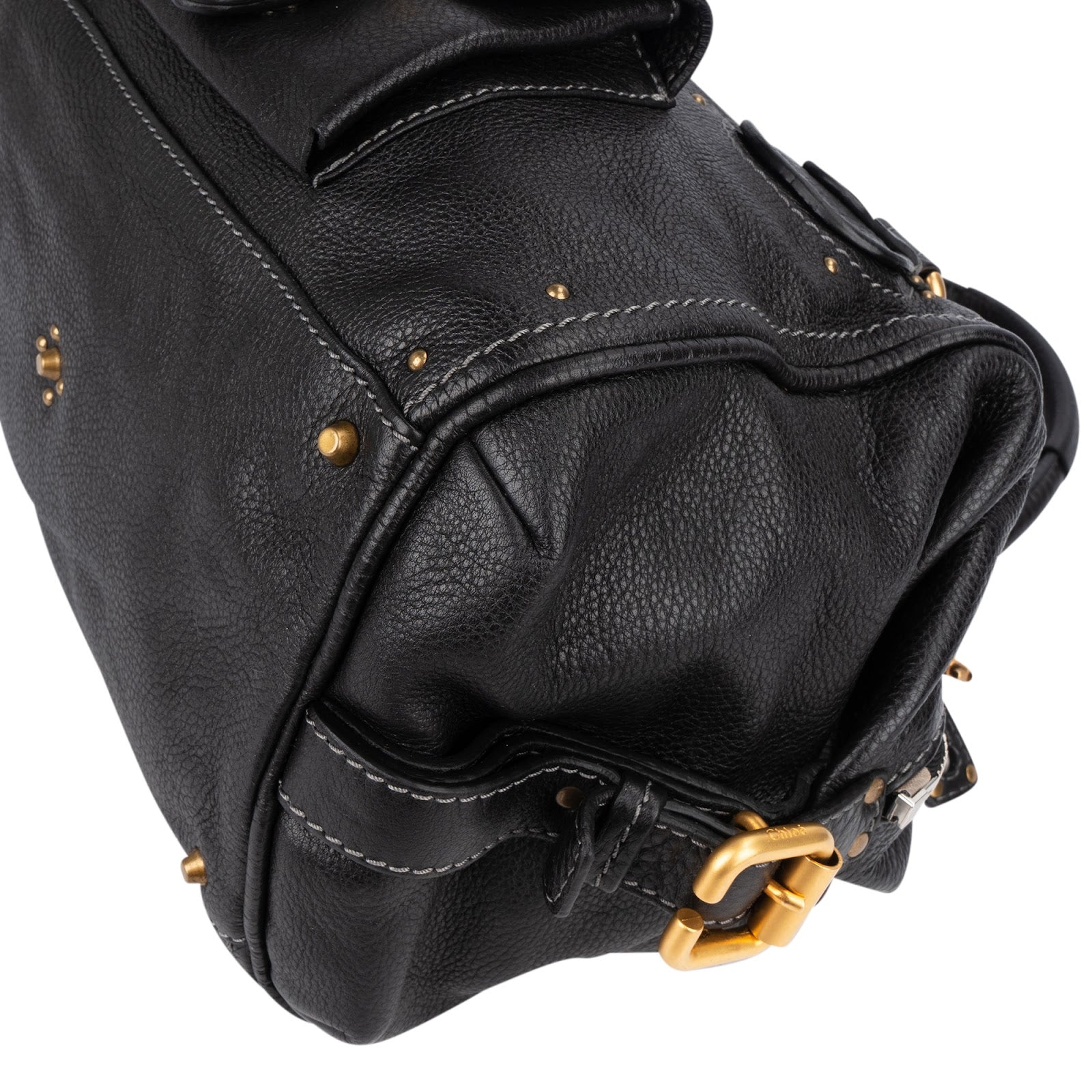 Chloé Pebbled Leather Studded Paddington Satchel Handbag