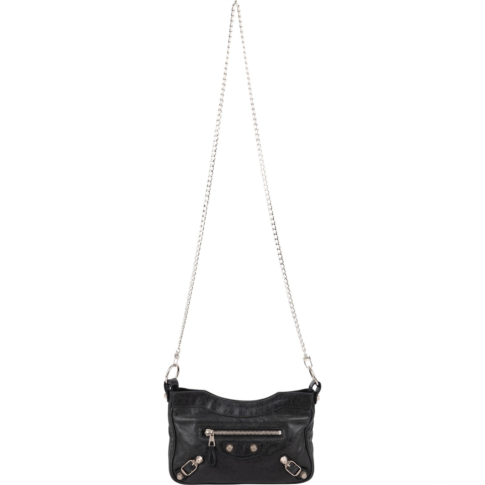 Balenciaga Black Leather City Mini Pochette Crossbody Bag