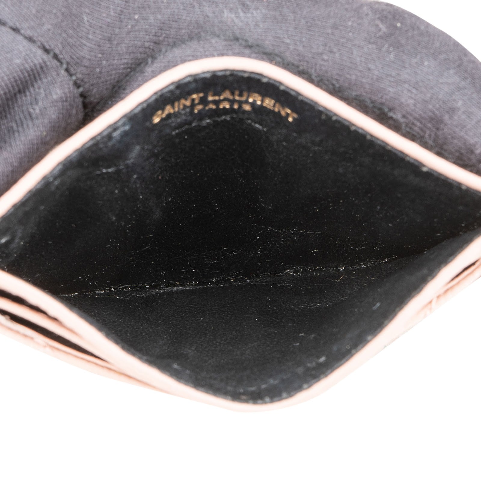 Saint Laurent Grain de Poudre Leather Chevron Card Holder