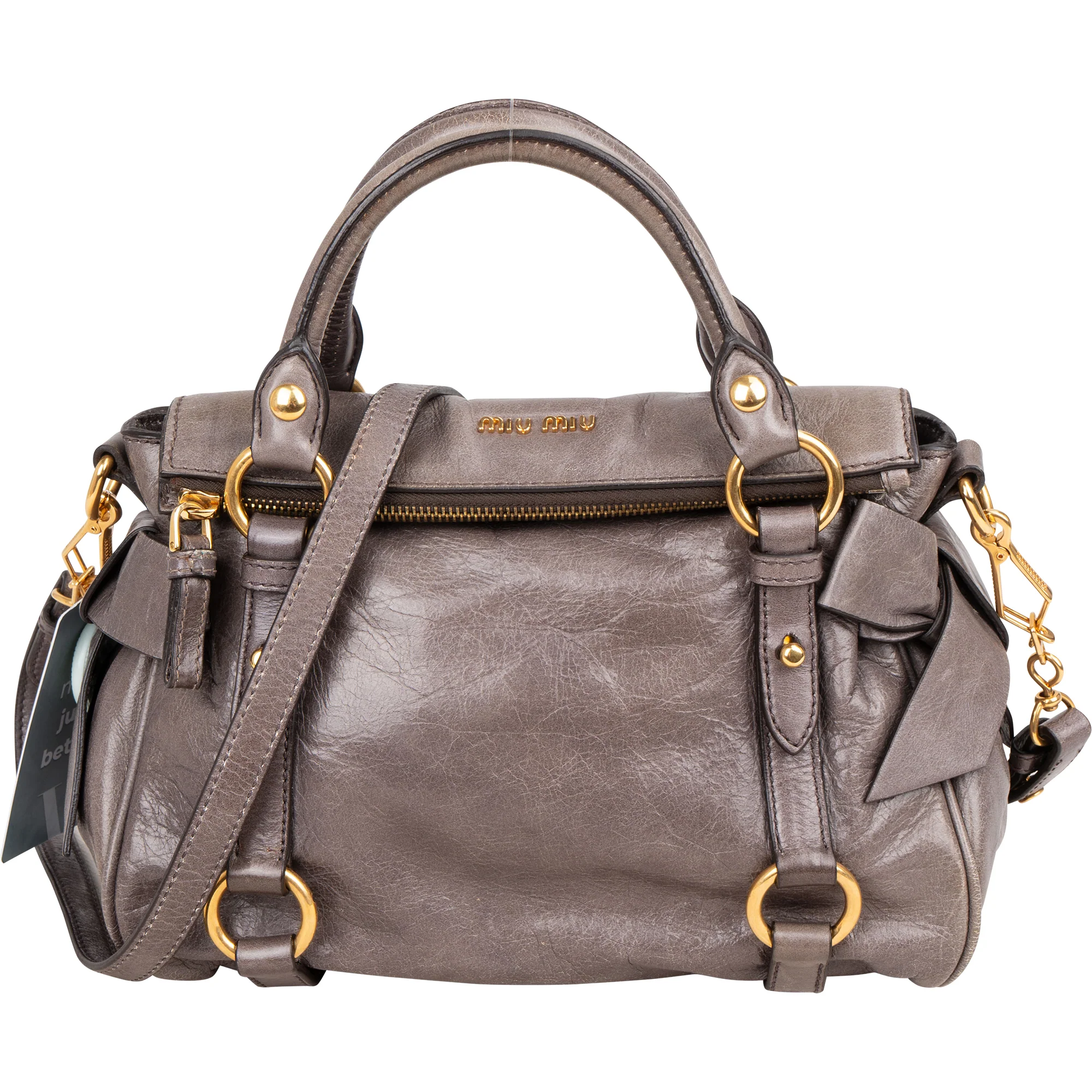 Miu Miu Grey Leather City Handbag