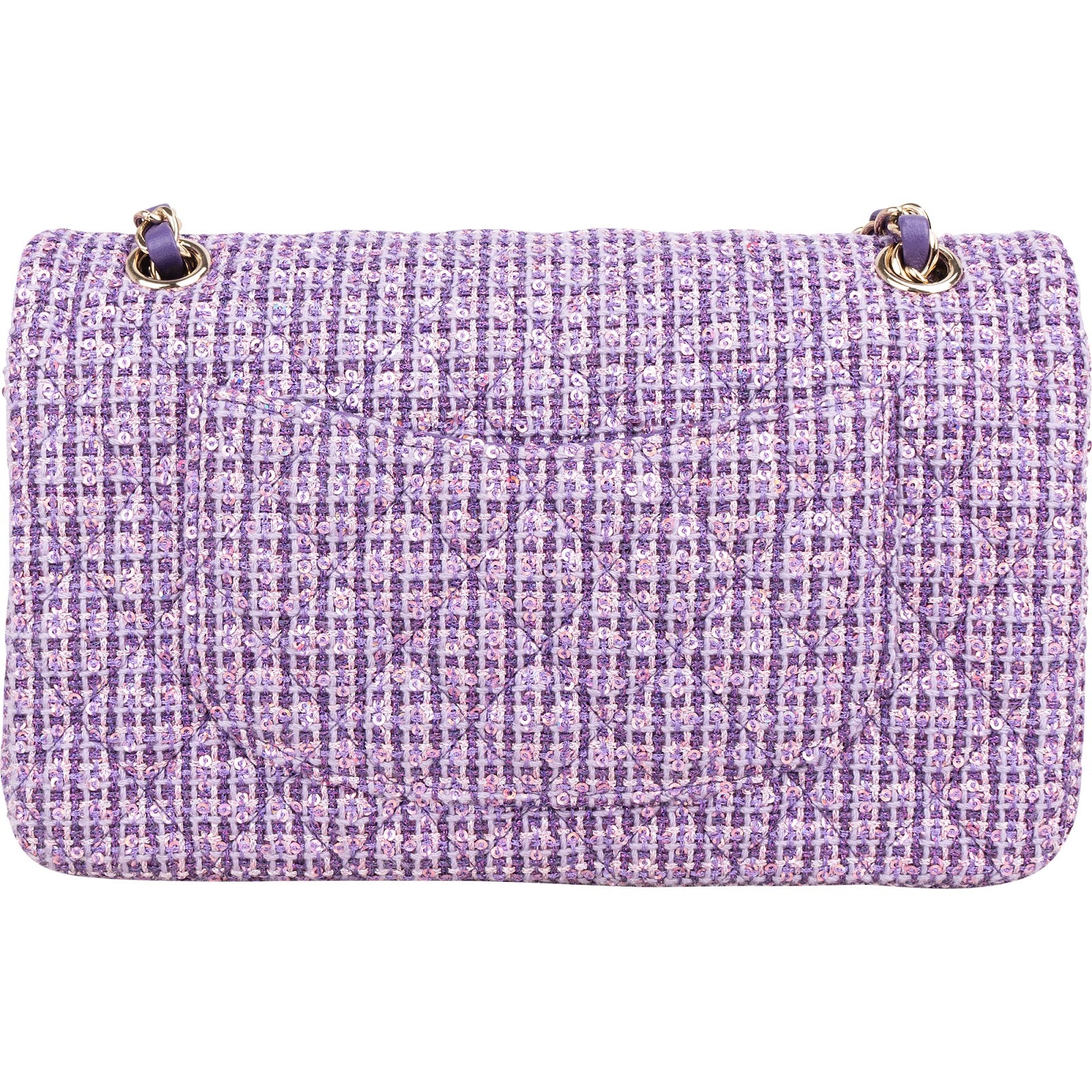 Chanel Quilted Sequin Tweed Medium Double Flap Shoulder Bag