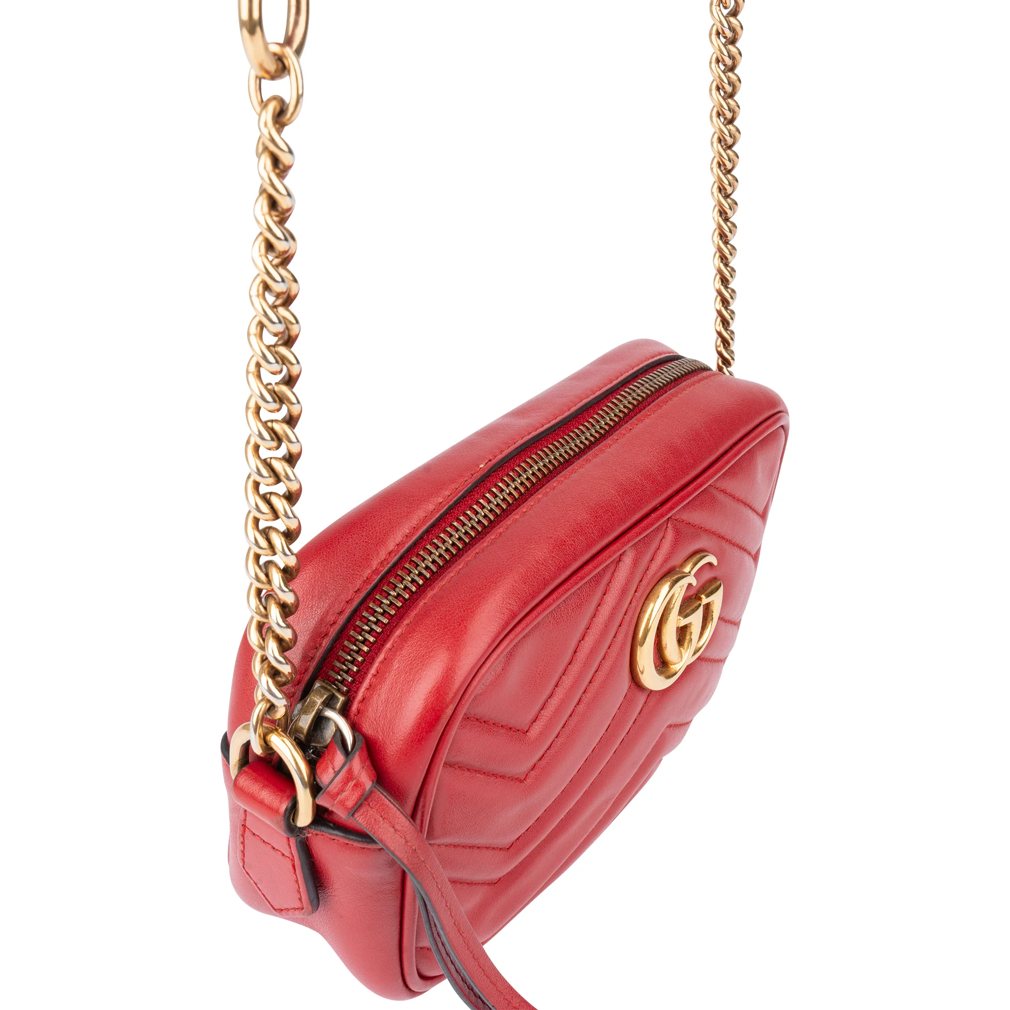 Gucci Chevron Leather GG Marmont Crossbody bag