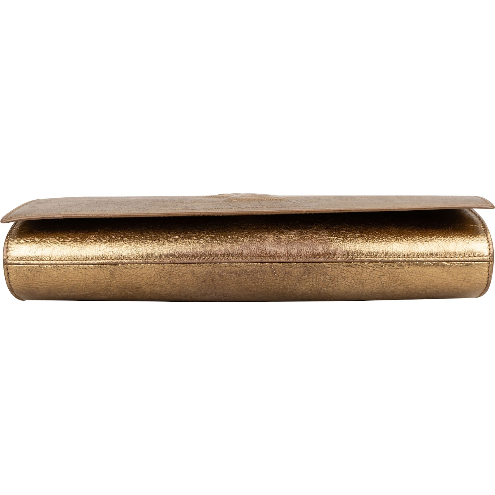 Yves Saint Laurent Crinkled Metallic Leather Cassandre Clutch
