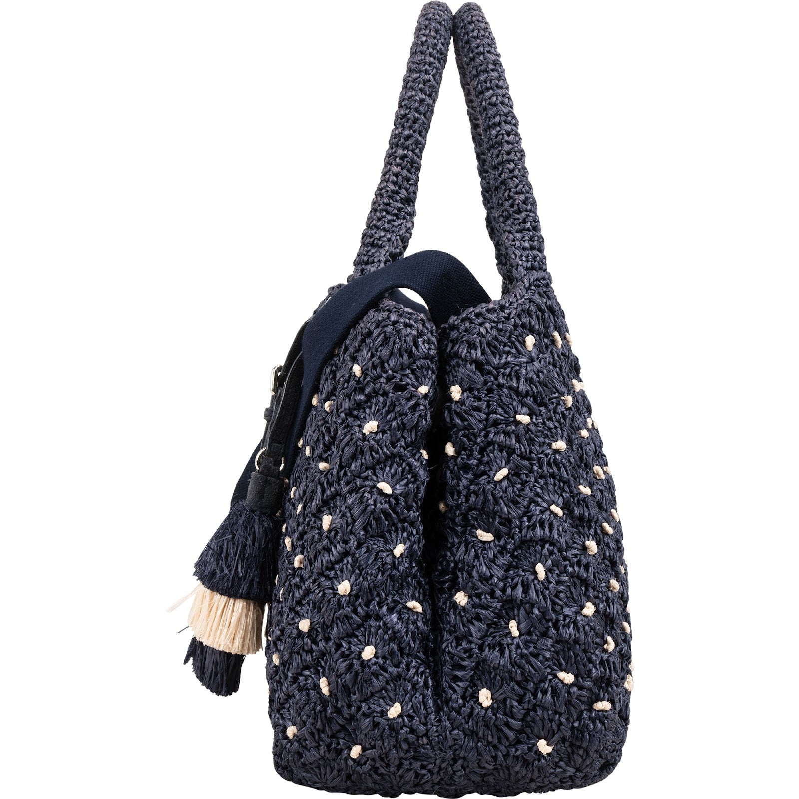 Prada - Woven Raffia Polka-Dot Shoulder Bag