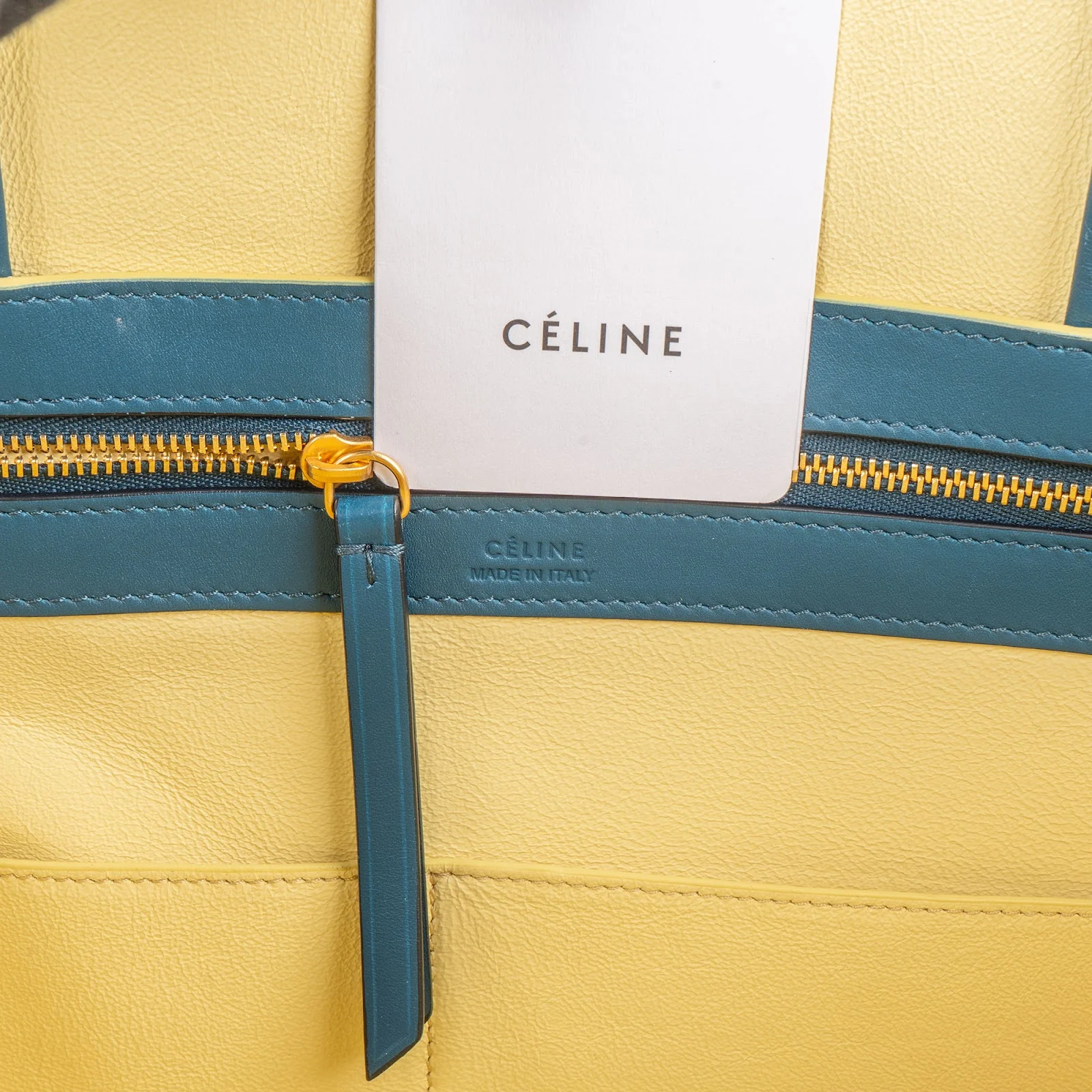 Céline Blue Leather Cabas Phantom Drawstring Tassel Shoulder Bag