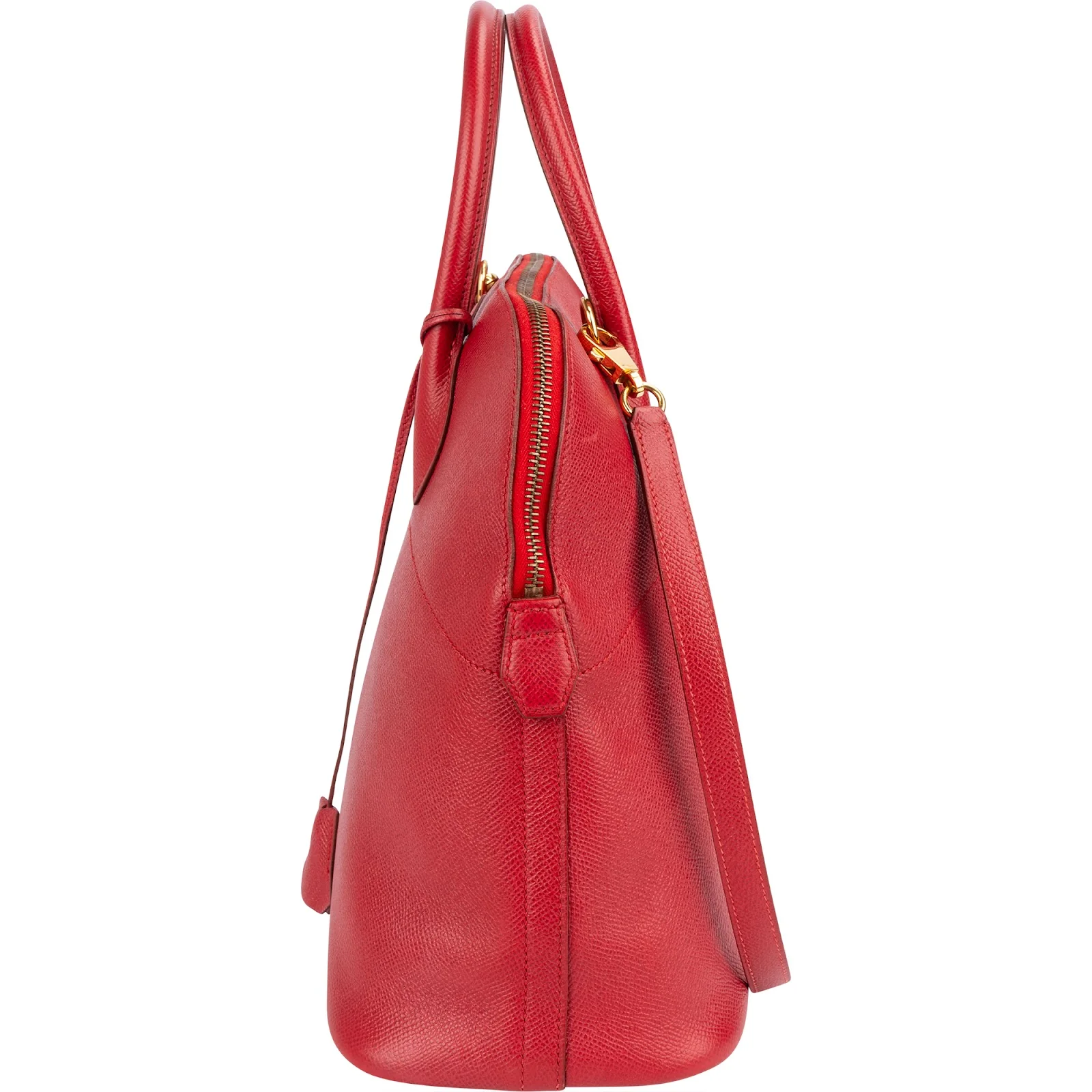 Hermès Rouge Courchevel Leather Bolide 35 Handbag