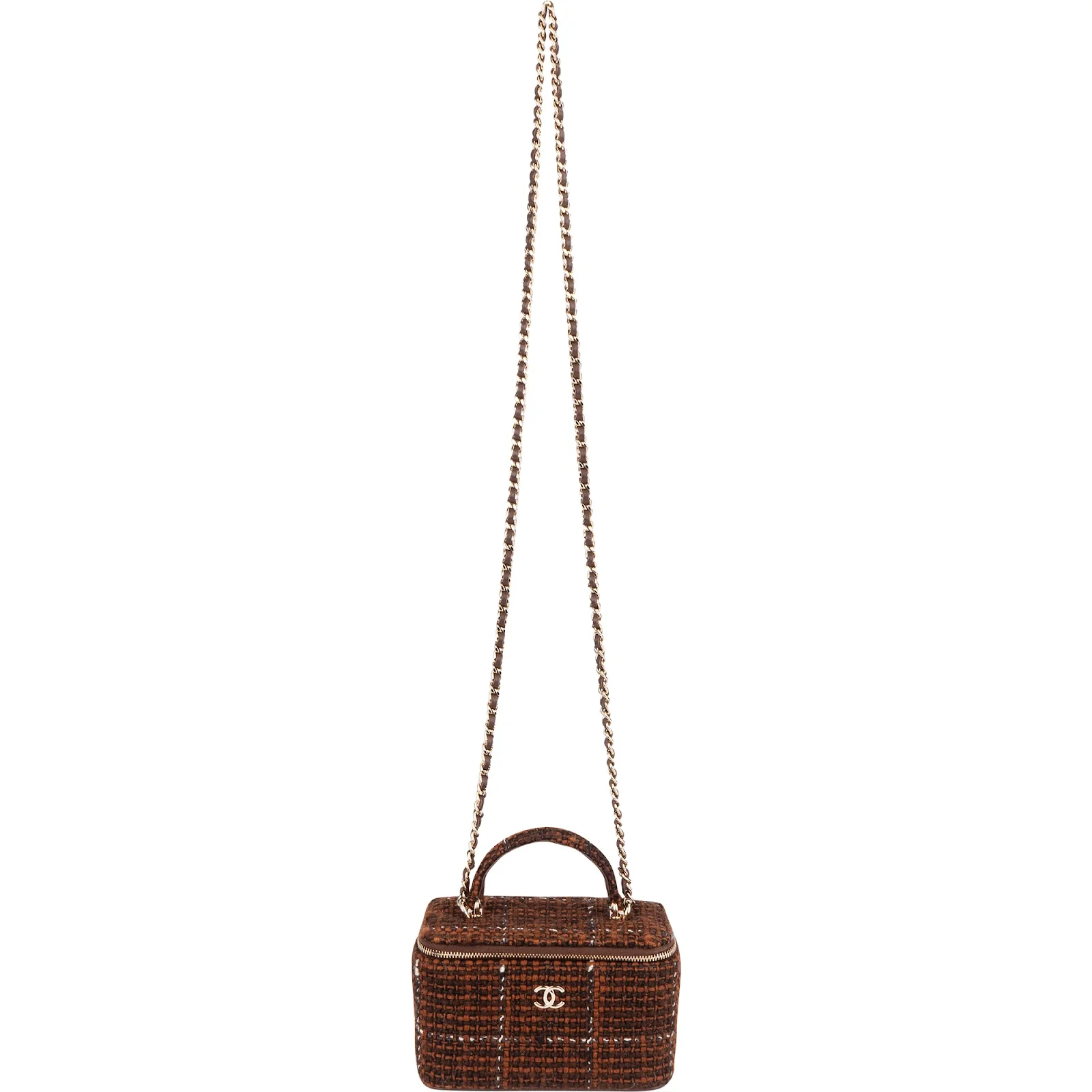 Chanel Stitching Tweed Vanity Case Crossbody Bag