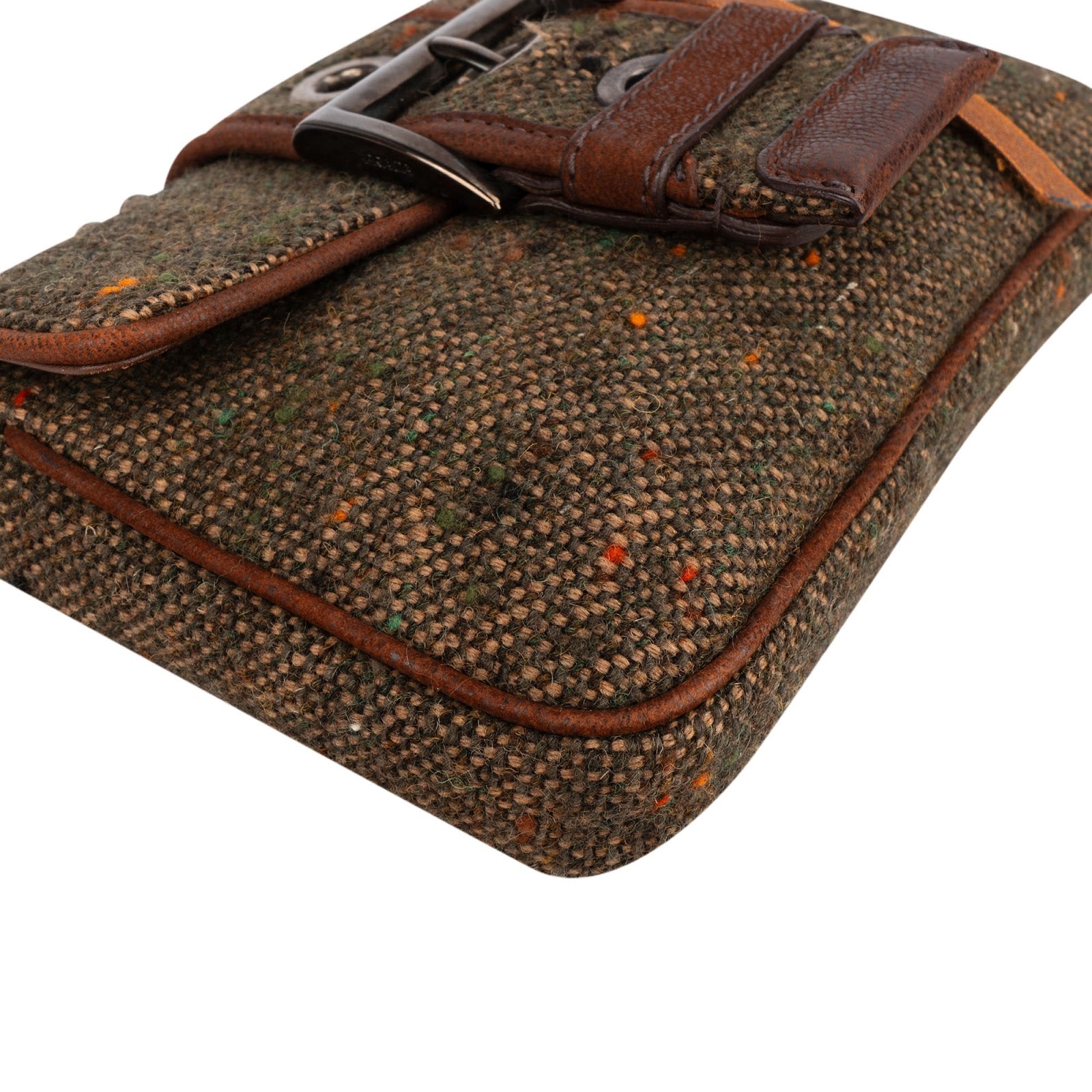 Prada - Tweed Ricamo Visone Mini Flap Shoulder Bag