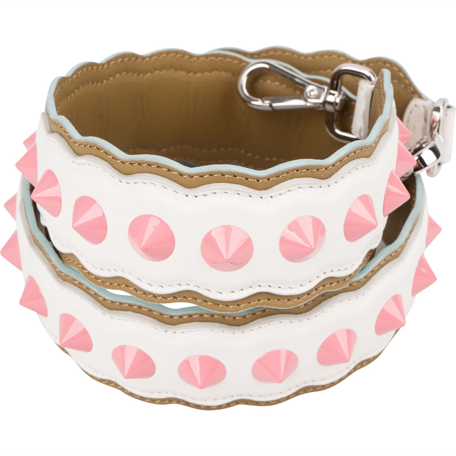 Fendi Bicolor Leather Wavy You Studs Bag Strap