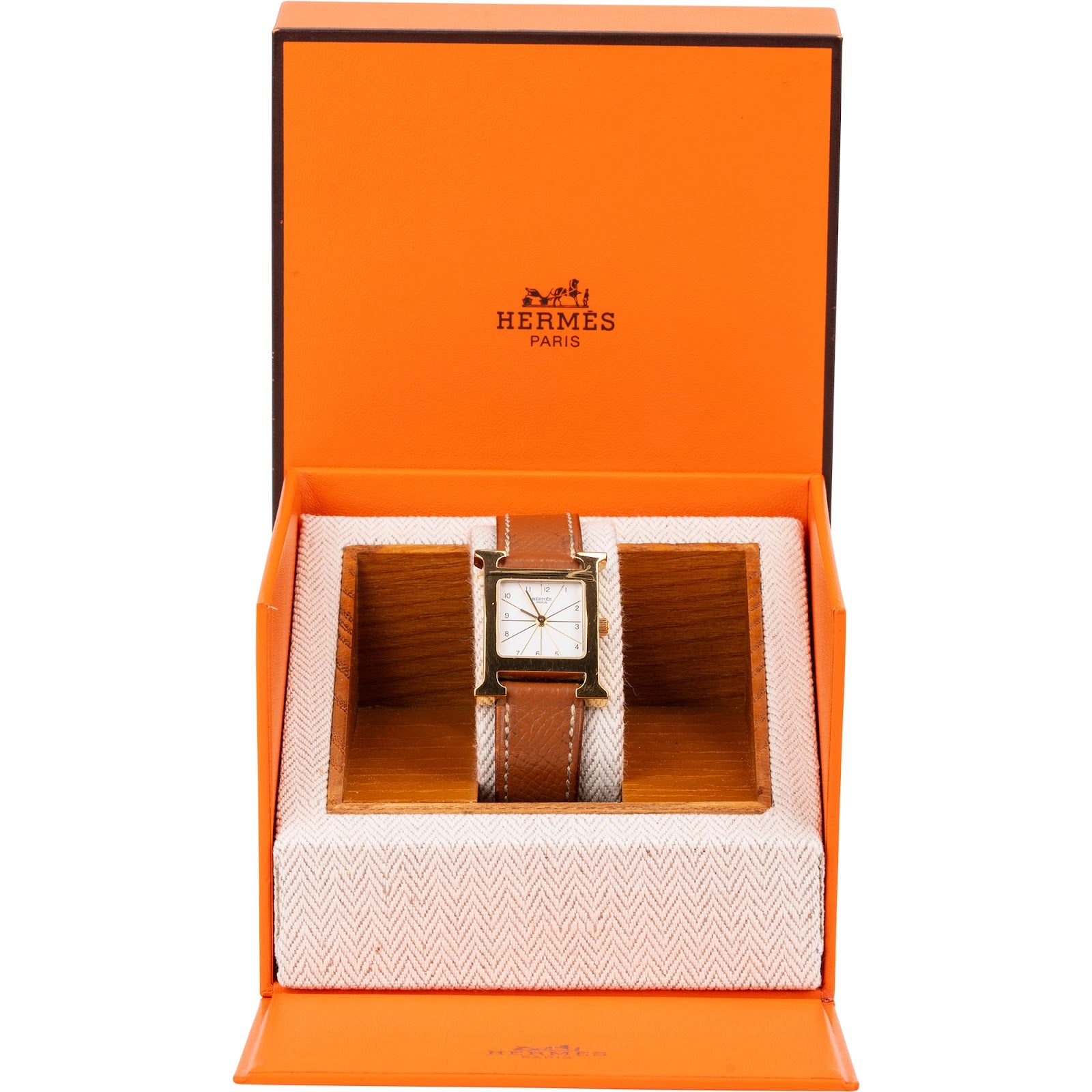 Hermès Gold Tone Heure H HH1.201 Uhr